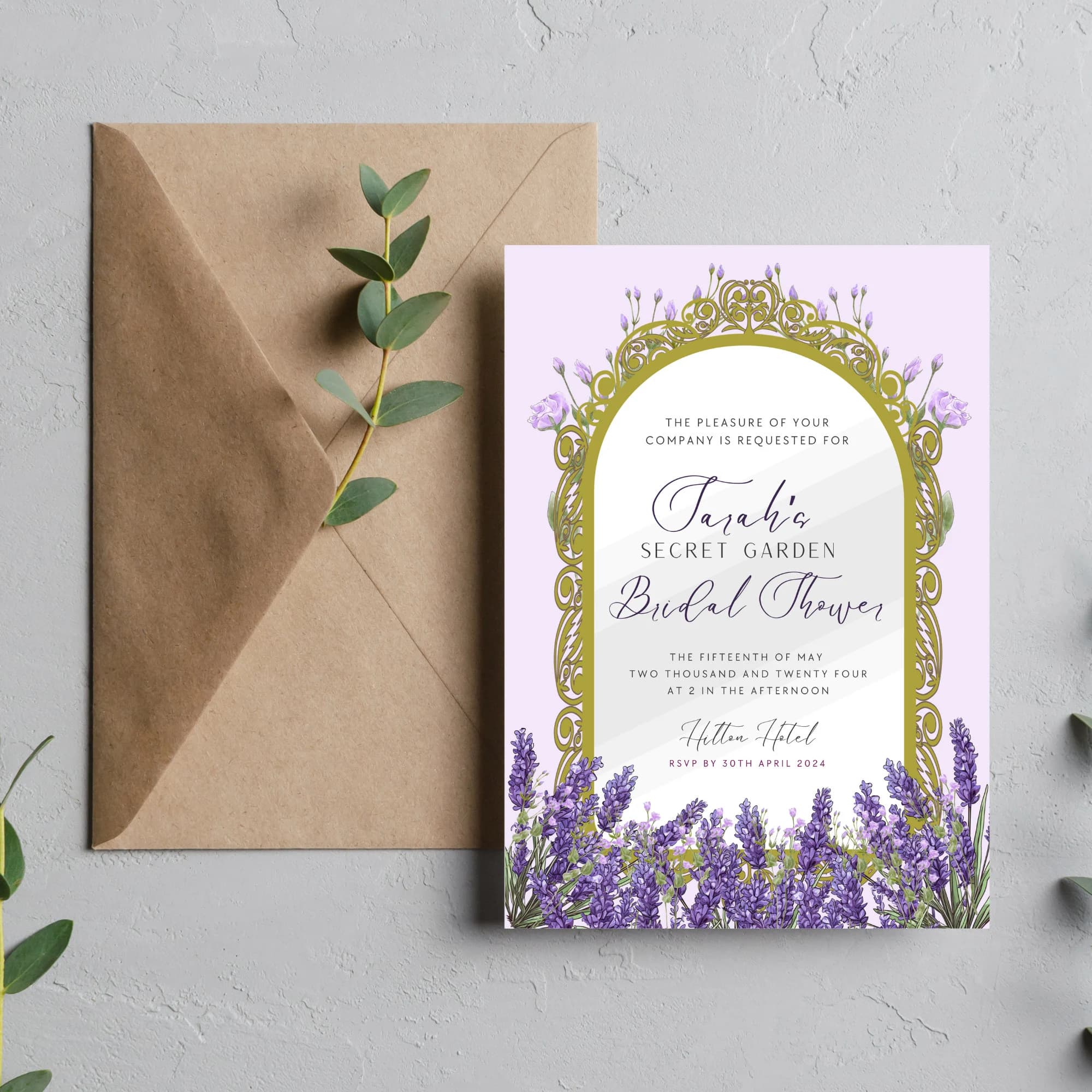Secret Garden Bridal Shower Invitation- Digital Card- Floral- Gold Mirror - image 4