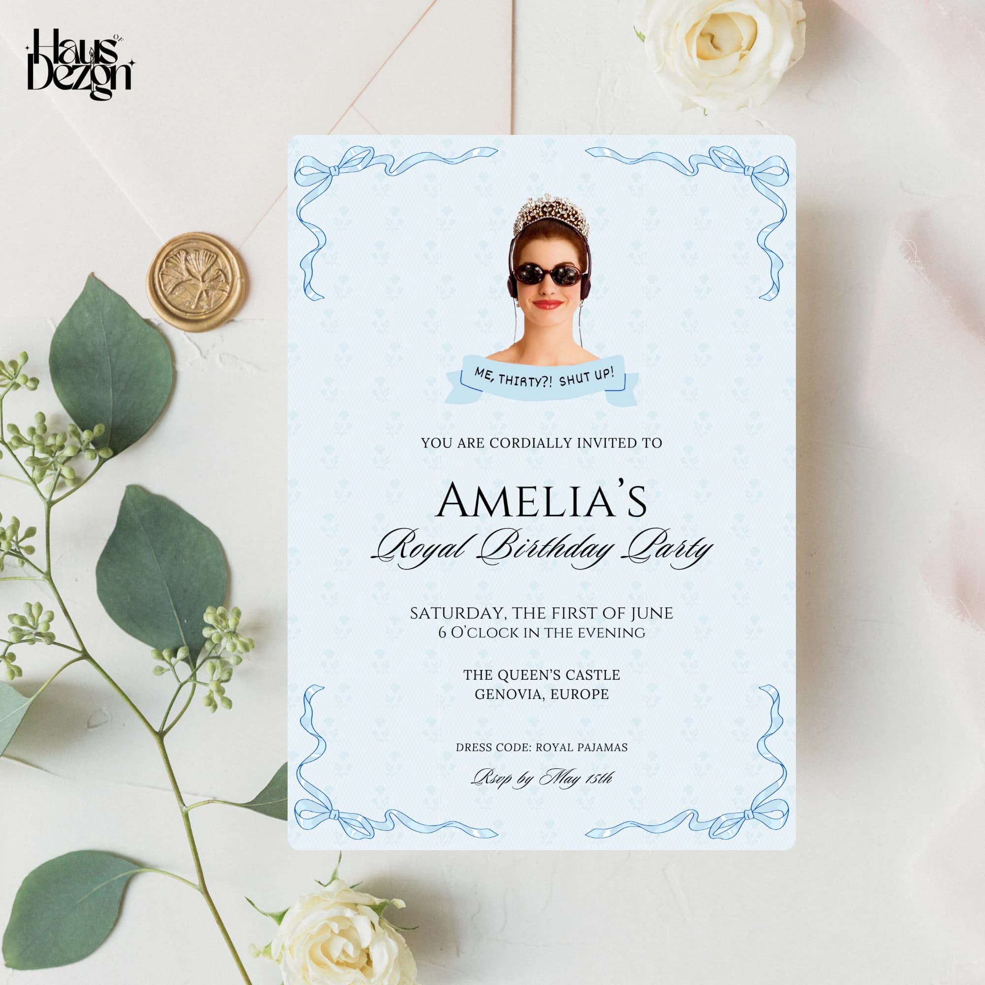 Princess Diaries Birthday Party Invitation, Editable Template, Royal Sleepover Invite, Genovia, Princess Theme Party, Bridal, Digital - image 5