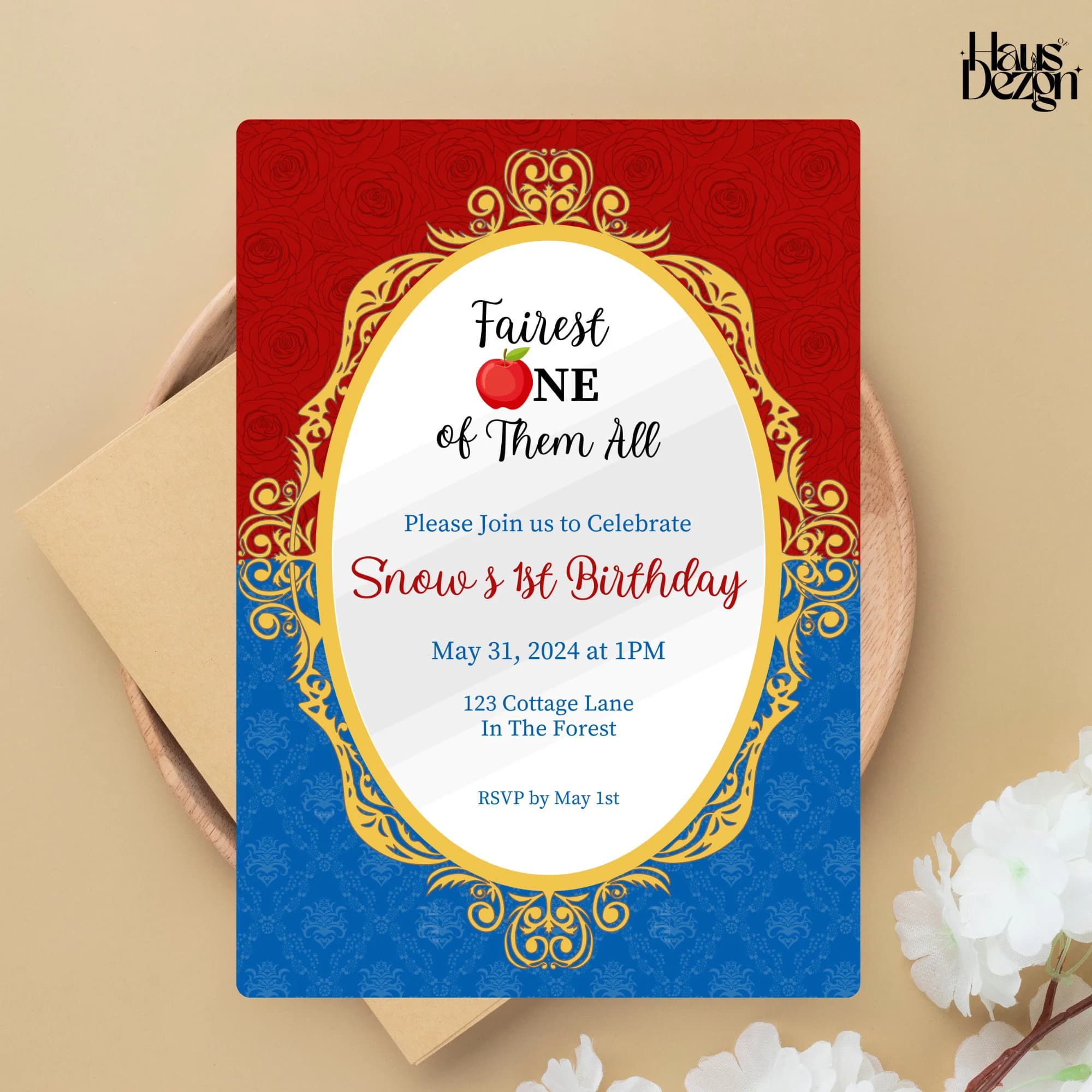 Snow White Invitation, First Birthday, Fairest One of Them All, Digital Download, Birthday Invite Template, Disney - image 4