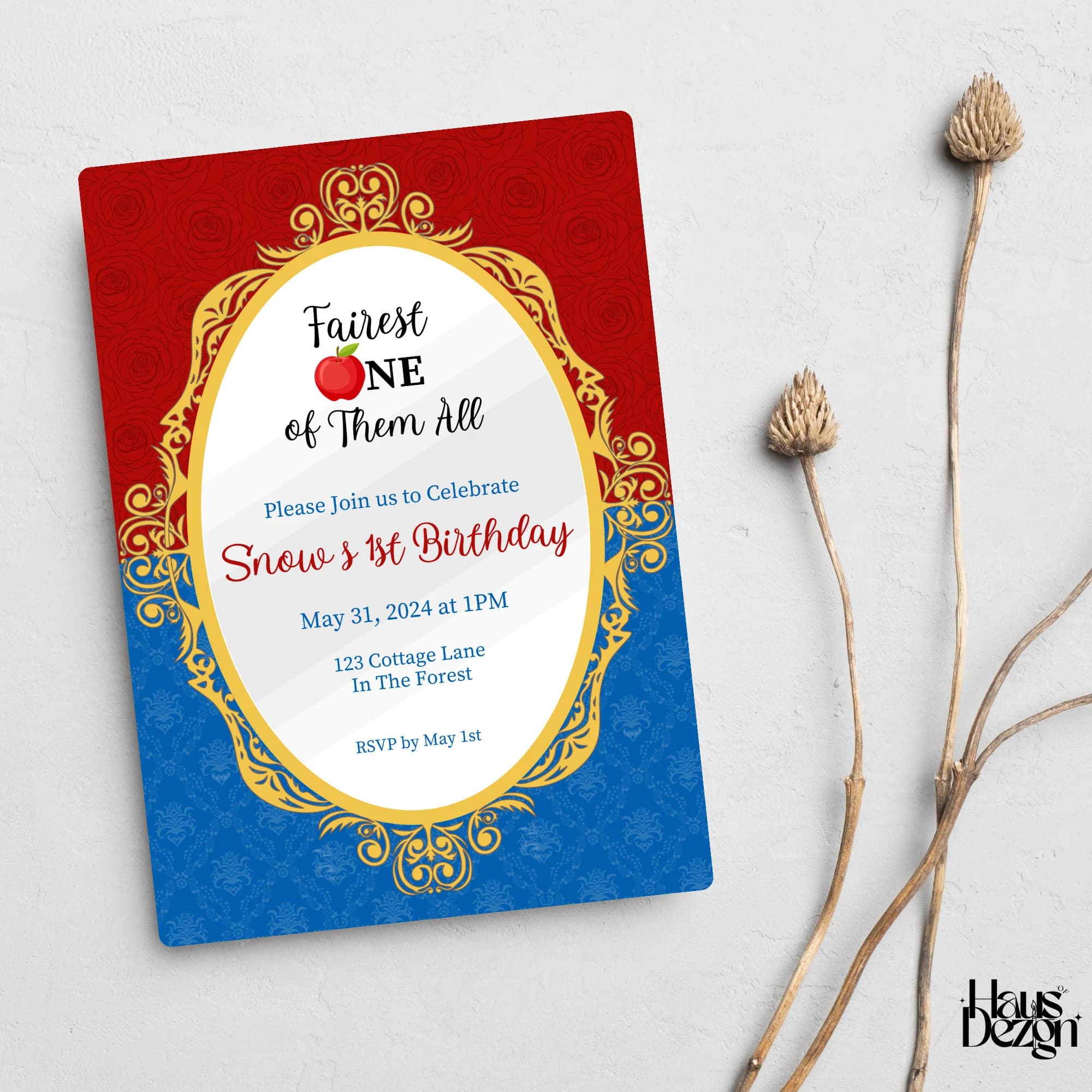 Snow White Invitation, First Birthday, Fairest One of Them All, Digital Download, Birthday Invite Template, Disney - image 3