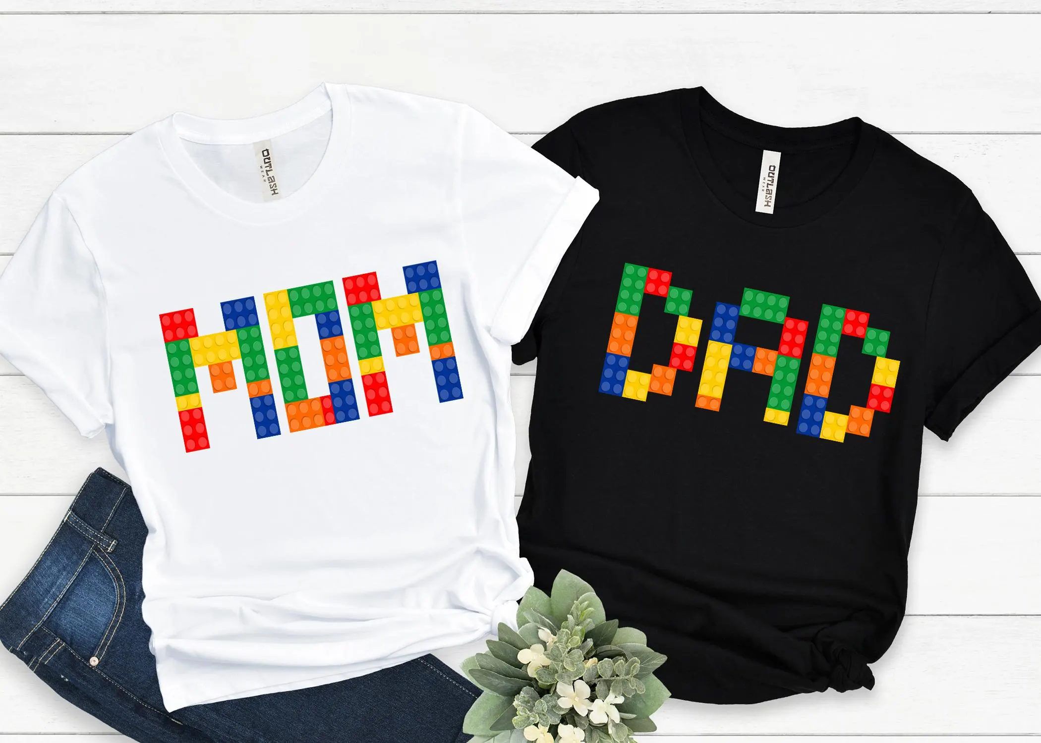 Building Blocks Birthday Shirt, Family Matching Personalized Name, Mom Dad Party Tee