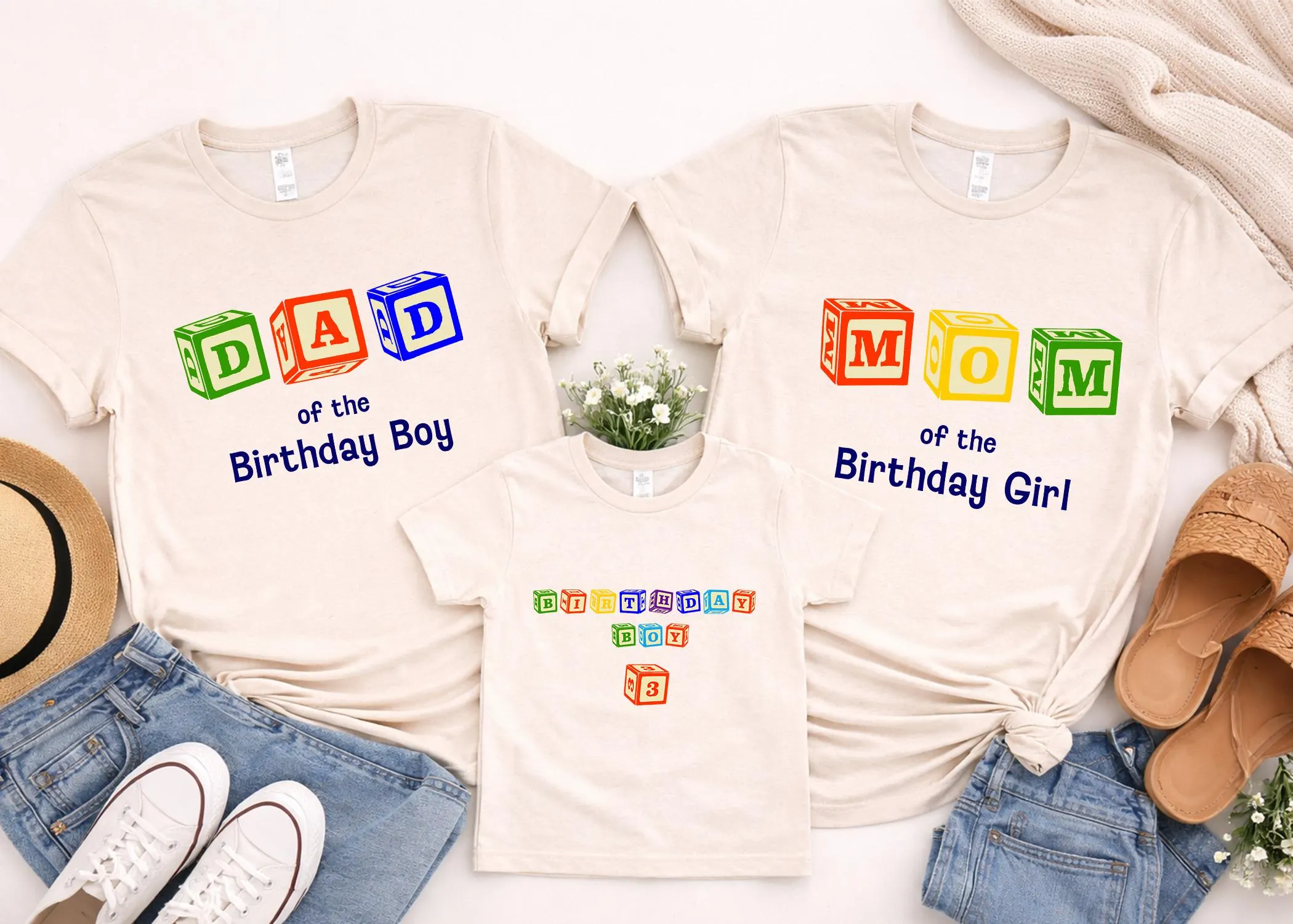 Alphabet Block Birthday Shirt, Abc Matching Family Tee, Custom Neutral Outfit - image 3