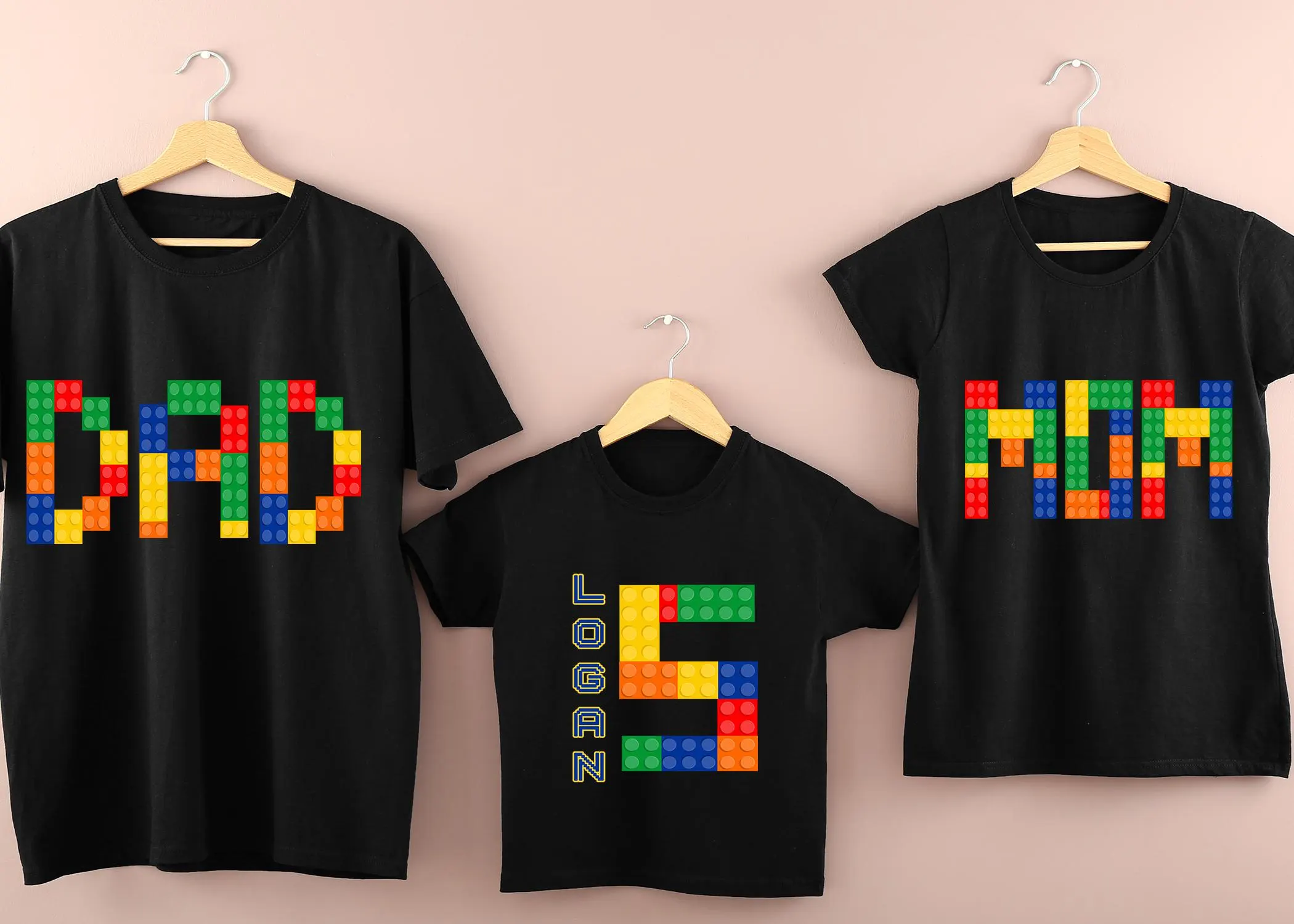 Building Blocks Birthday Shirt, Family Matching Personalized Name, Mom Dad Party Tee - image 2