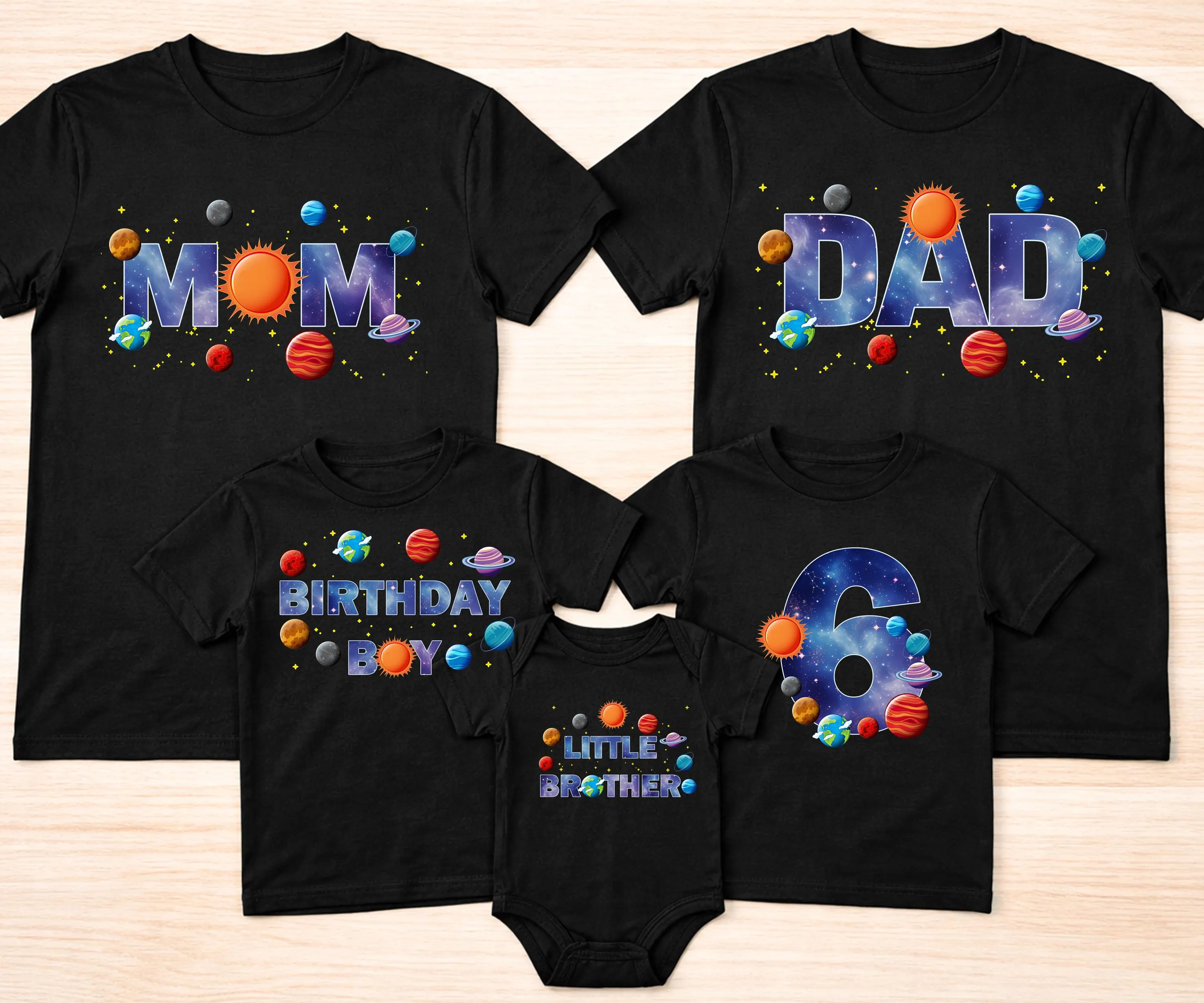 Personalized Space Birthday T-shirt, Planets Galaxy Tee, Kids Planet Themed Party Shirt - image 3