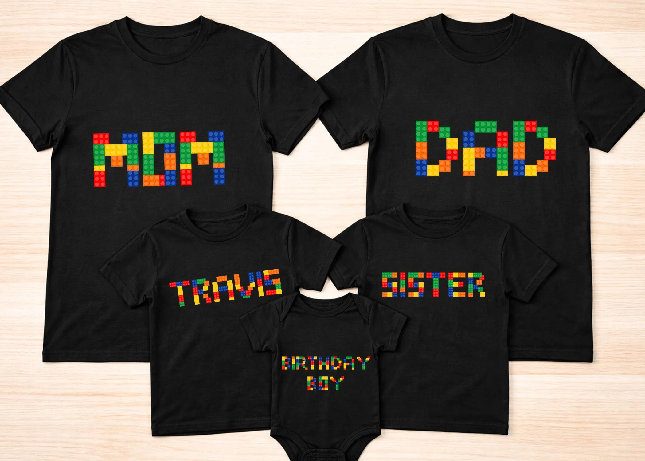 Building Blocks Birthday Shirt, Family Matching Personalized Name, Mom Dad Party Tee - image 5