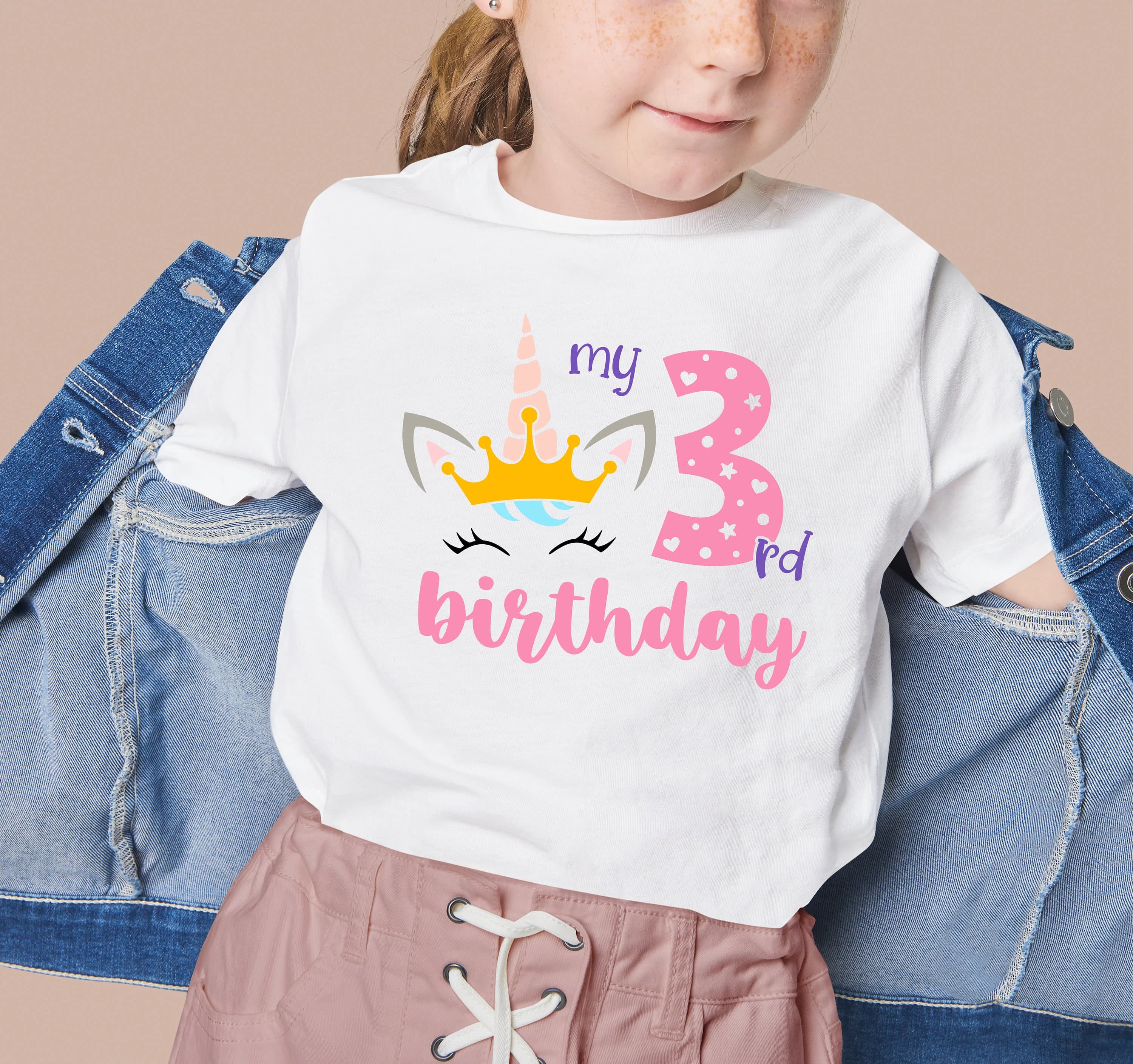 Unicorn Birthday Girl Shirt, Girls Party, Birthday Gift.