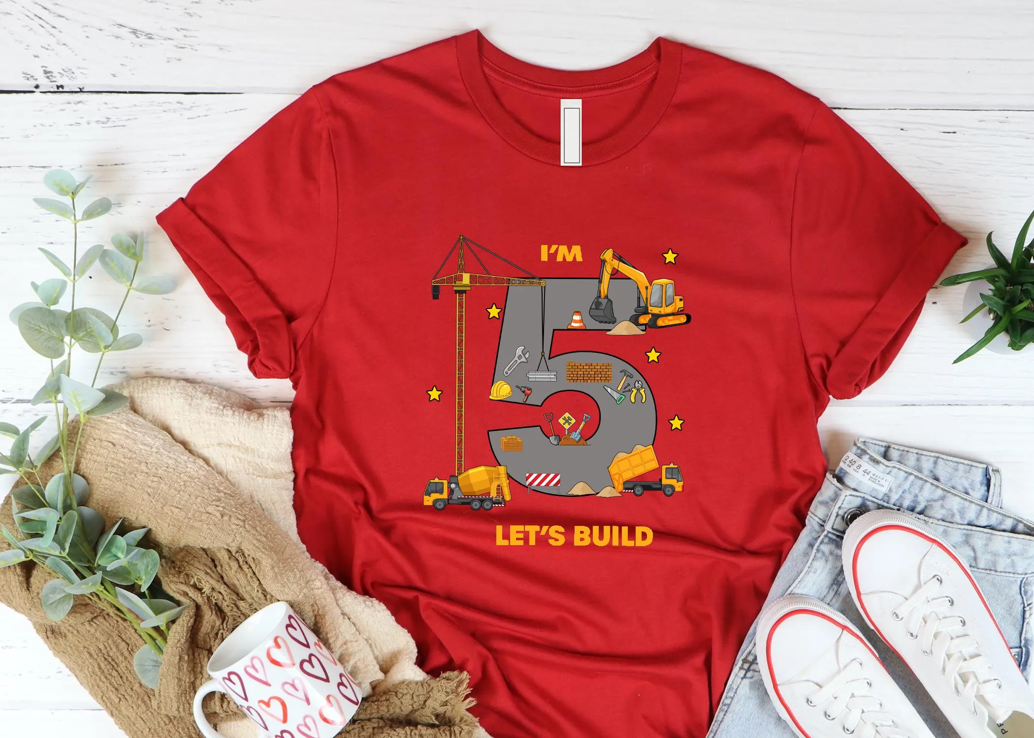 Construction Dad Shirt, Birthday Excavator Bulldozer Tee, Gift for papa, Father's Day Shirt - image 4