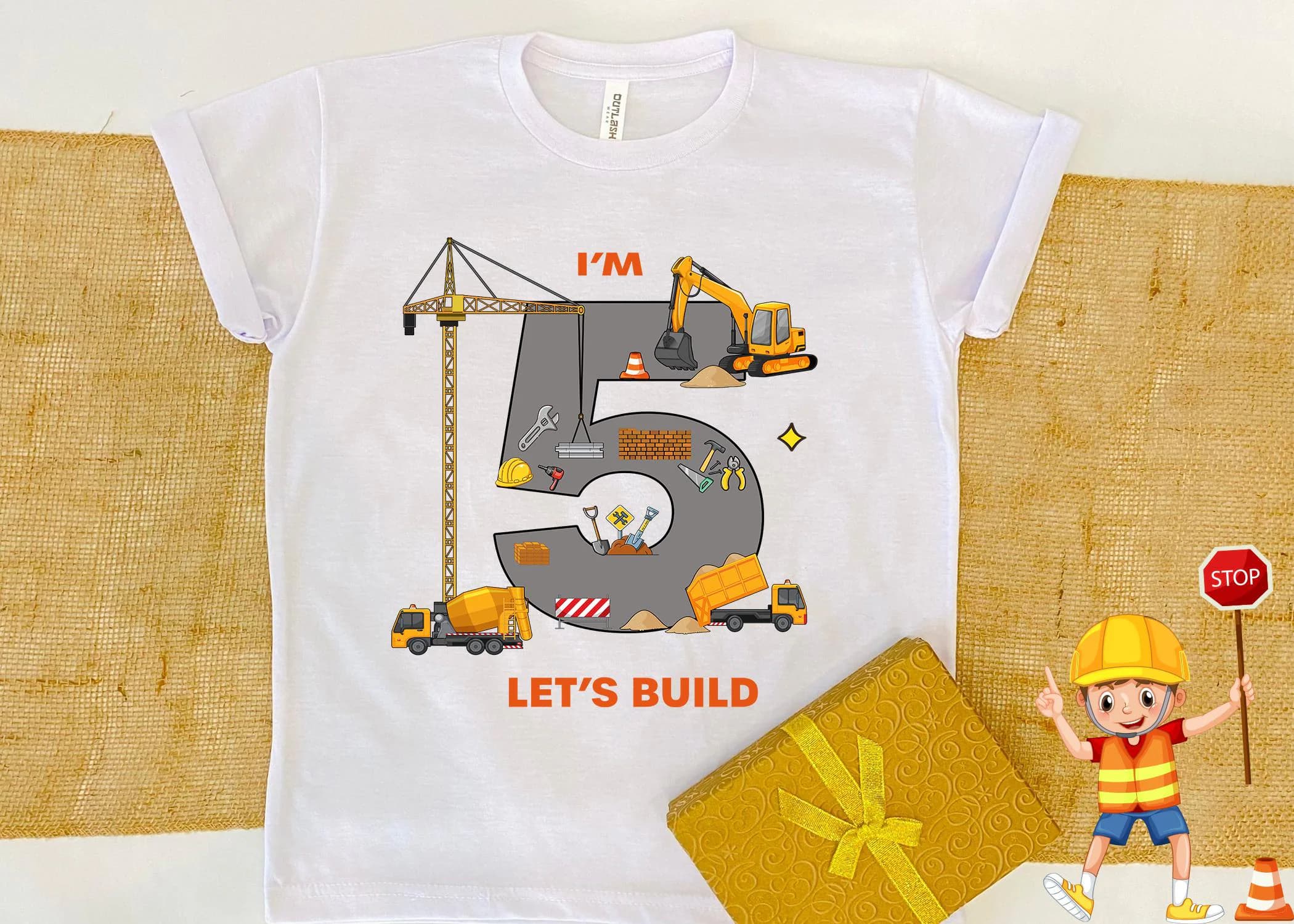 Construction Dad Shirt, Birthday Excavator Bulldozer Tee, Gift for papa, Father's Day Shirt - image 3