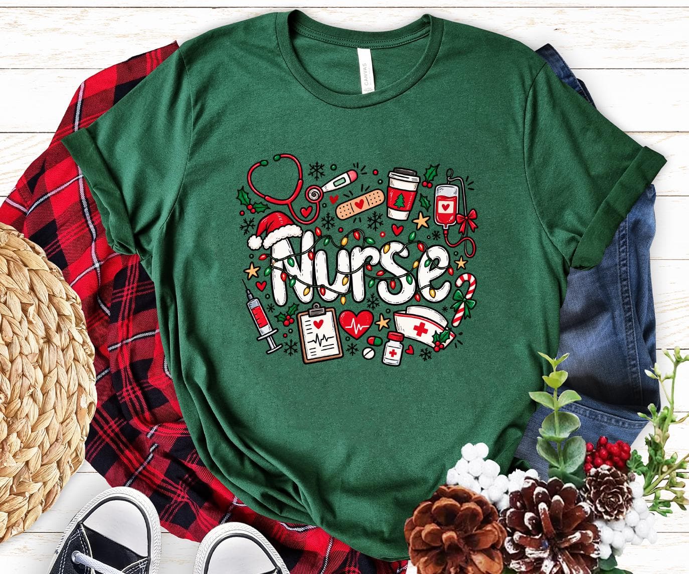 Christmas Nurse t-shirt,  Nursing School SweatShirt, Santa's Nurses - image 2