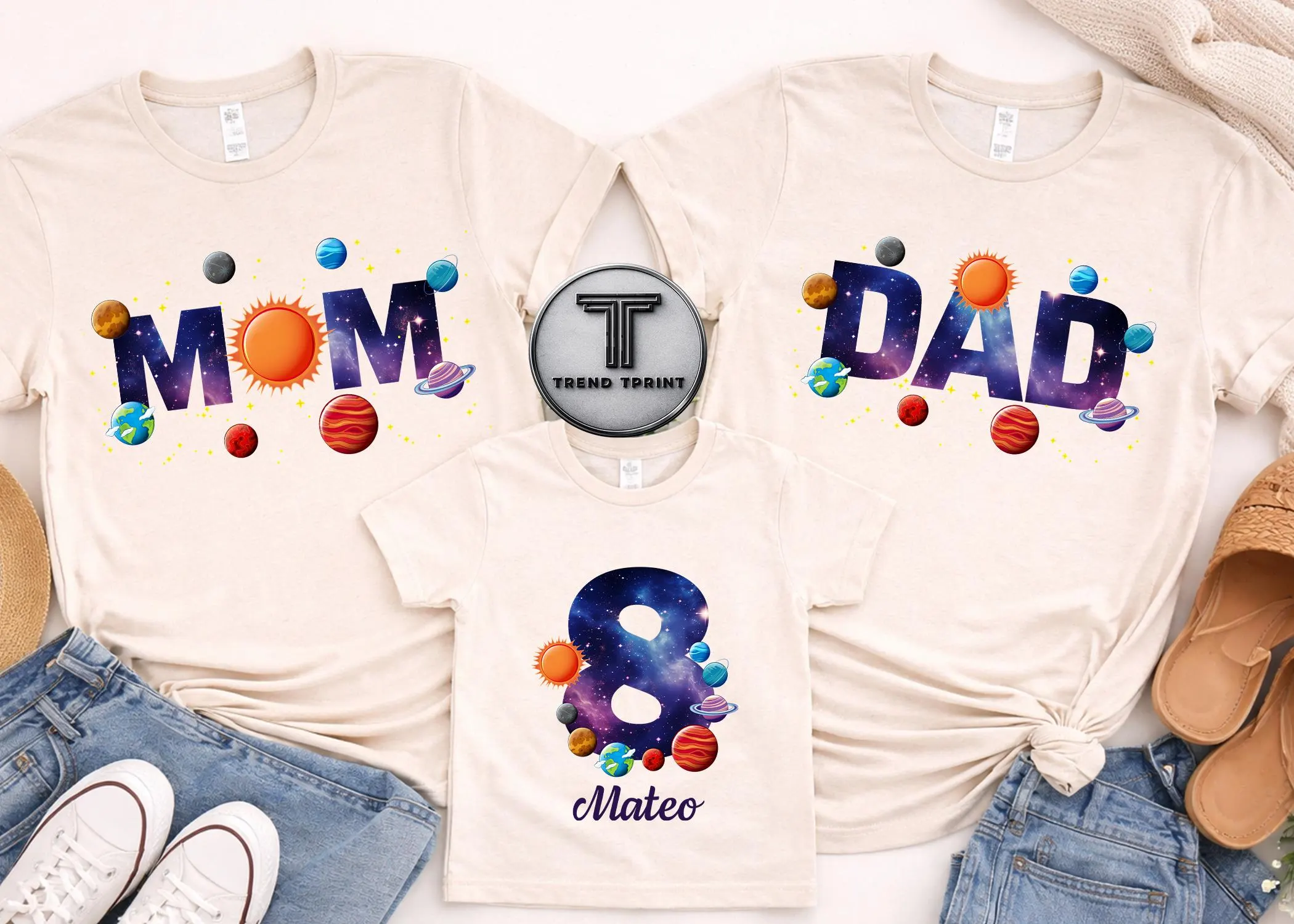 Personalized Space Birthday T-shirt, Planets Galaxy Tee, Kids Planet Themed Party Shirt - image 4