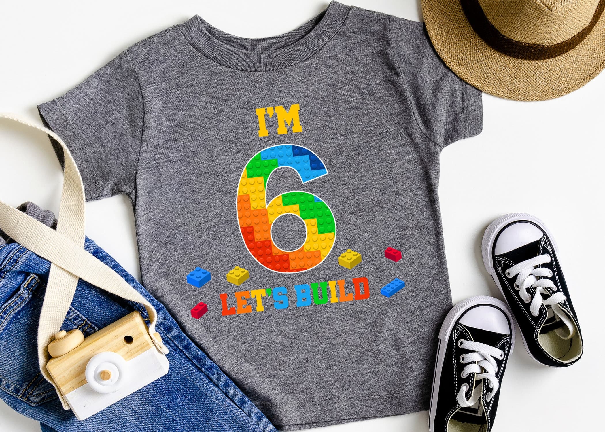 Personalized Building Blocks Birthday Shirt, Custom Age Lets Build Party T Shirt