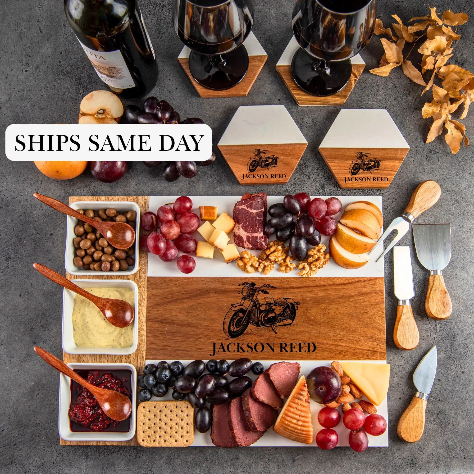 Personalized Motorcycle Charcuterie Board, Custom Bike Engraved Cheese Board, Rider Gift, Motorcycle Photo Engraving, Biker Wedding Gift