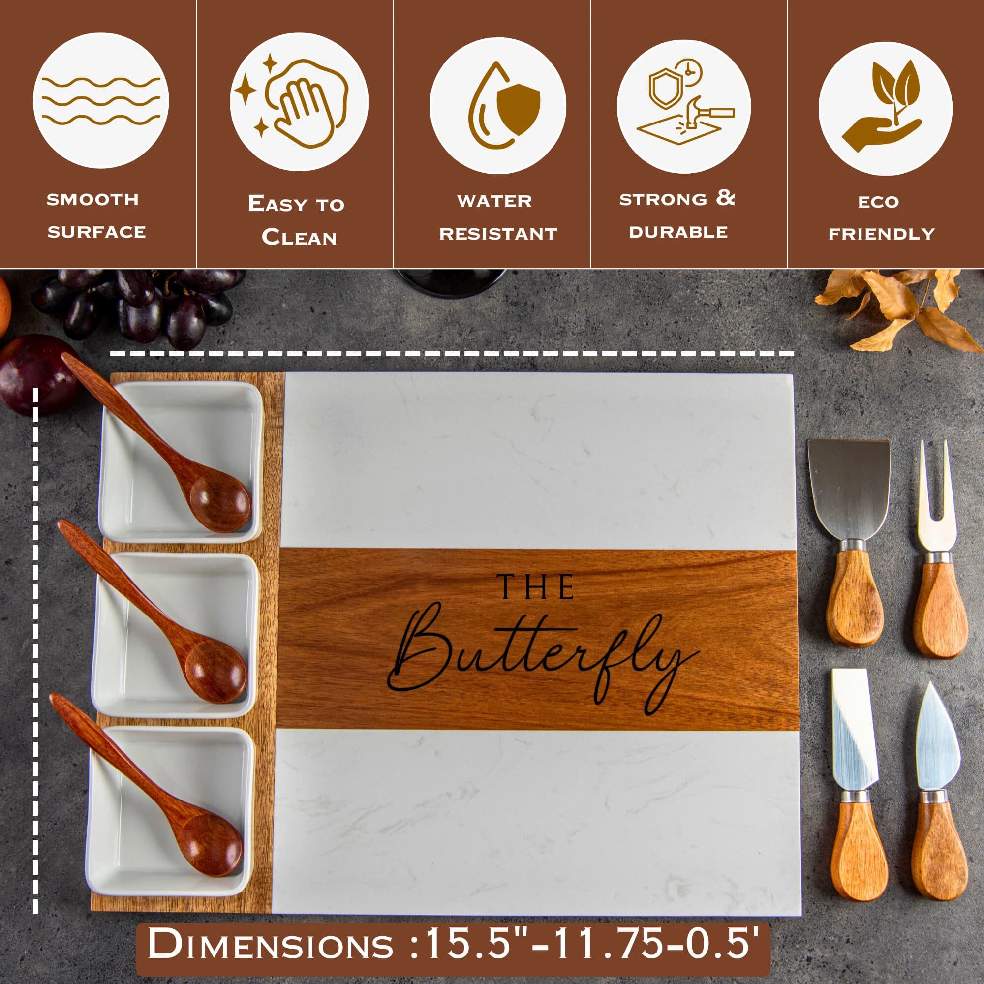 Personalized Cutting Board, Charcuterie Board, Wedding Gift, Bridal Shower, Housewarming , Unique Hostess Gift, Engagement Present, Hosting Decor, Bridal Shower, for Bridesmaids perfect blend of artistry and functionality with Handmade Marble Wood