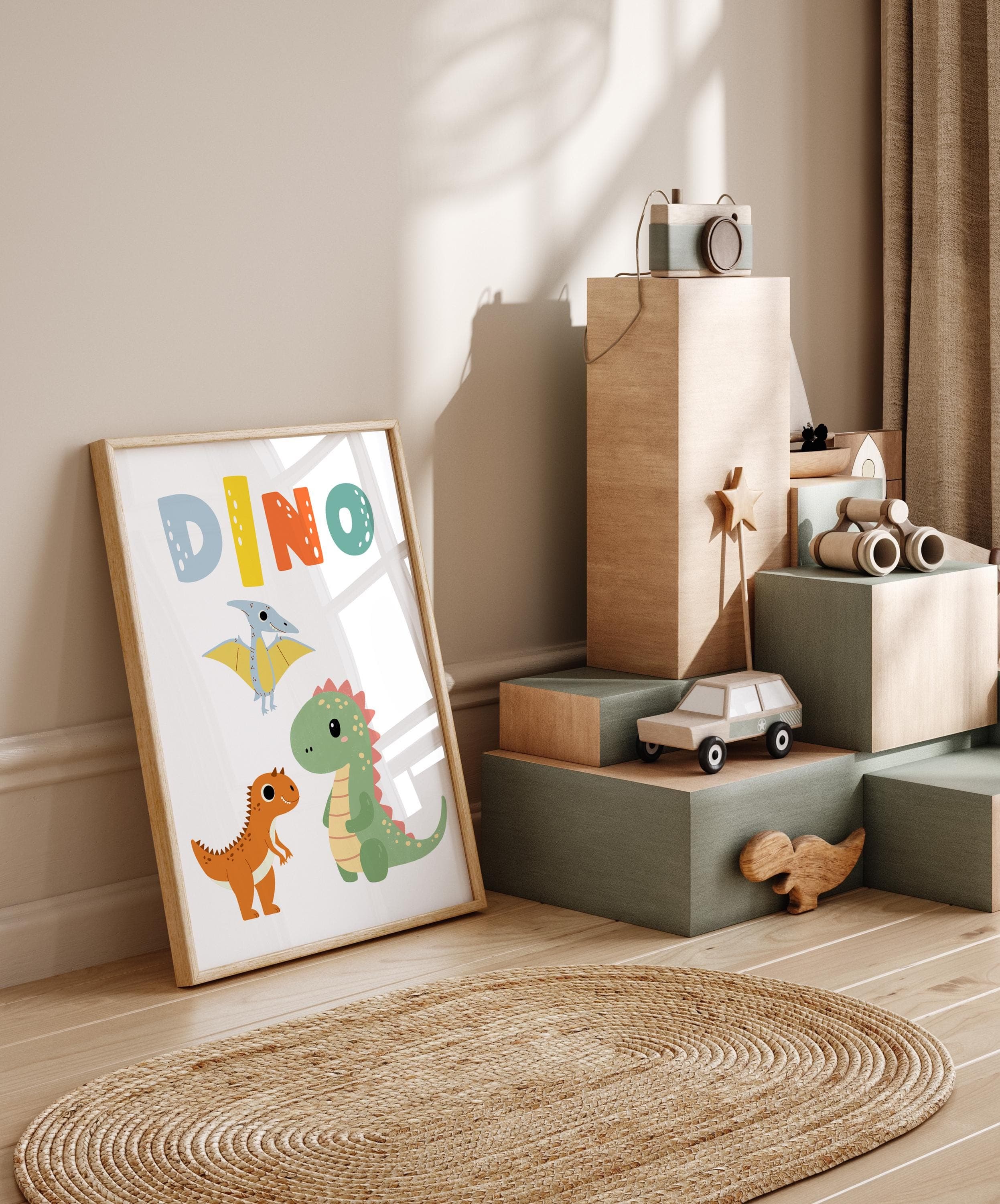 Personalized Dinosaur Wall Art Set for Boys Room - Custom Name 3 Piece Dinosaur Decor - Nursery or Kids Room Dino Theme - Set of 3 Dino Art - image 5