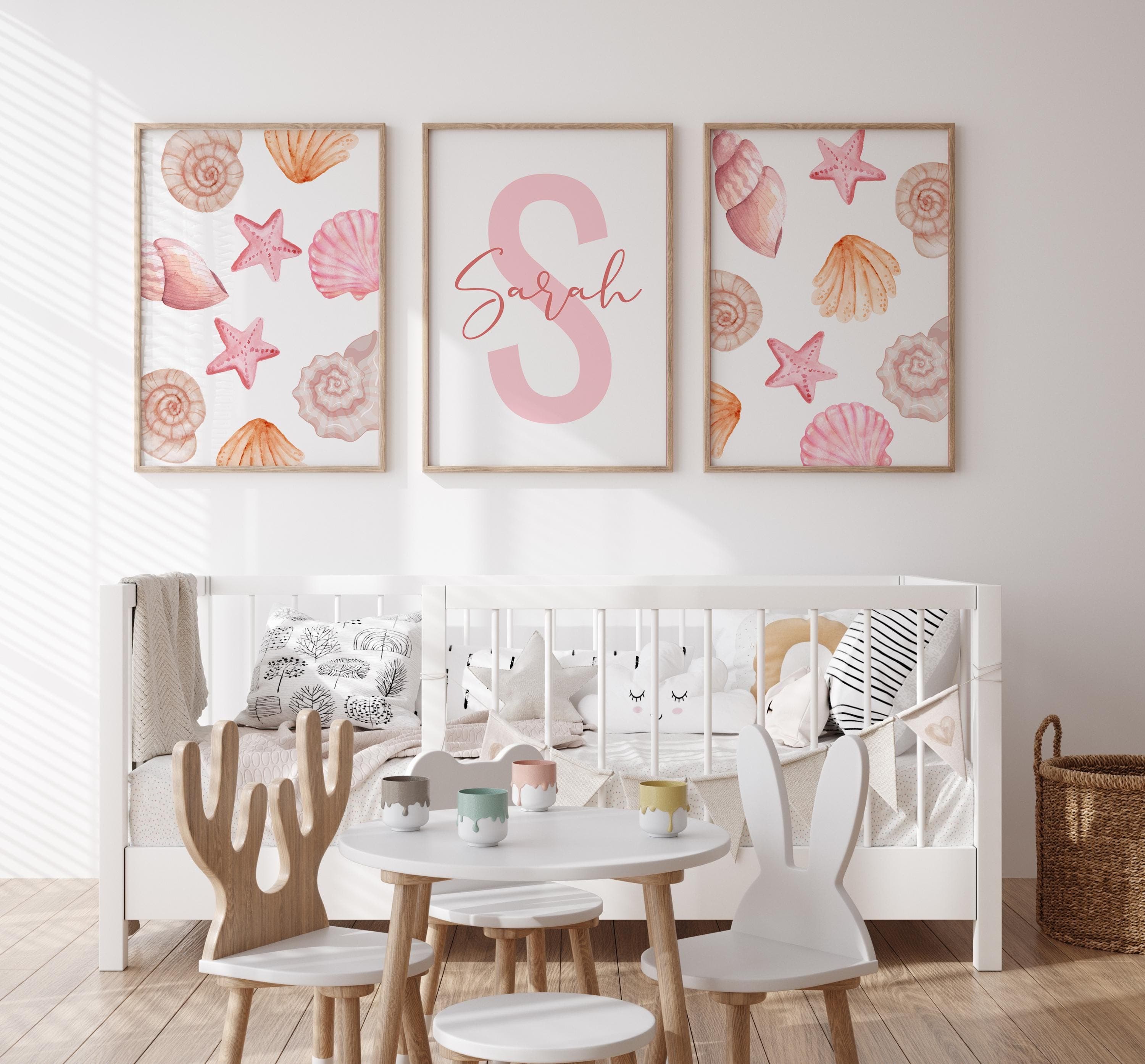3 piece ocean themed wall prints for baby girl