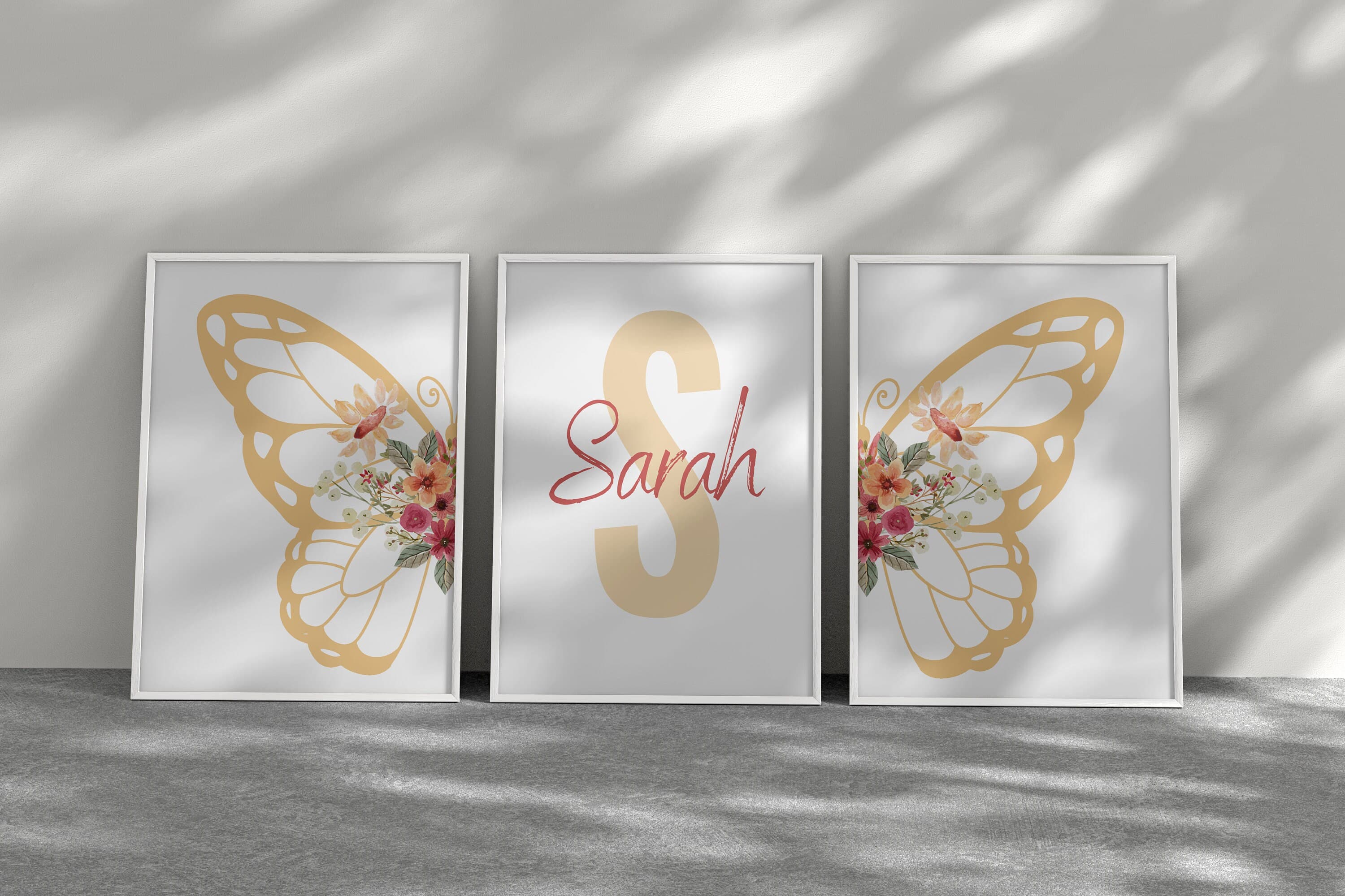 Personalized Butterfly & Flower Nursery - Flower and Butterfly Babygirl Room Decor - Butterfly Digital Print - Name Sign Babygirl Nursery - image 2