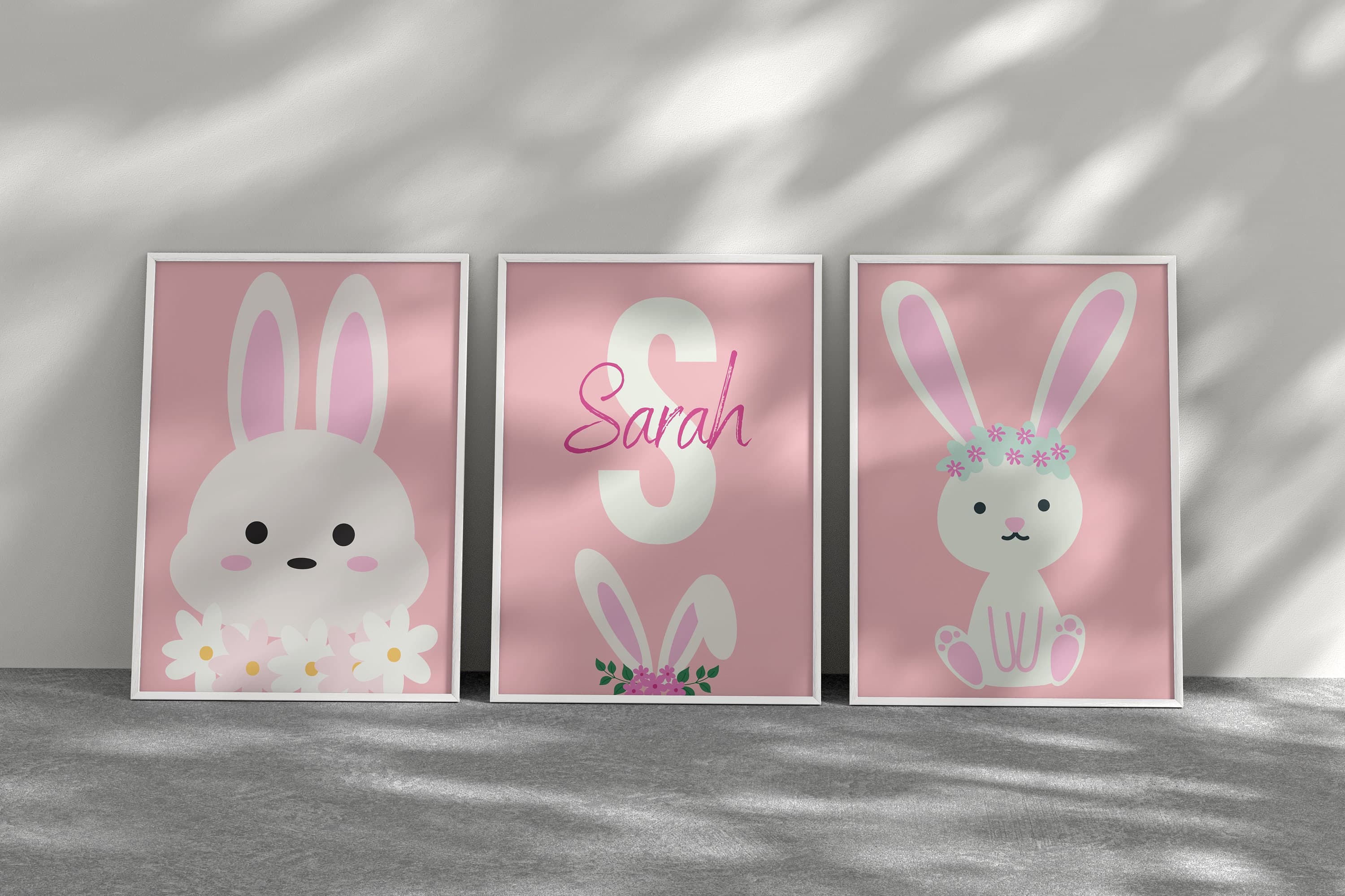 Enchanting Pink Rabbit Digital Print: Personalized Whimsical Wall Art for Girls' Room Decor and Nursery - image 3