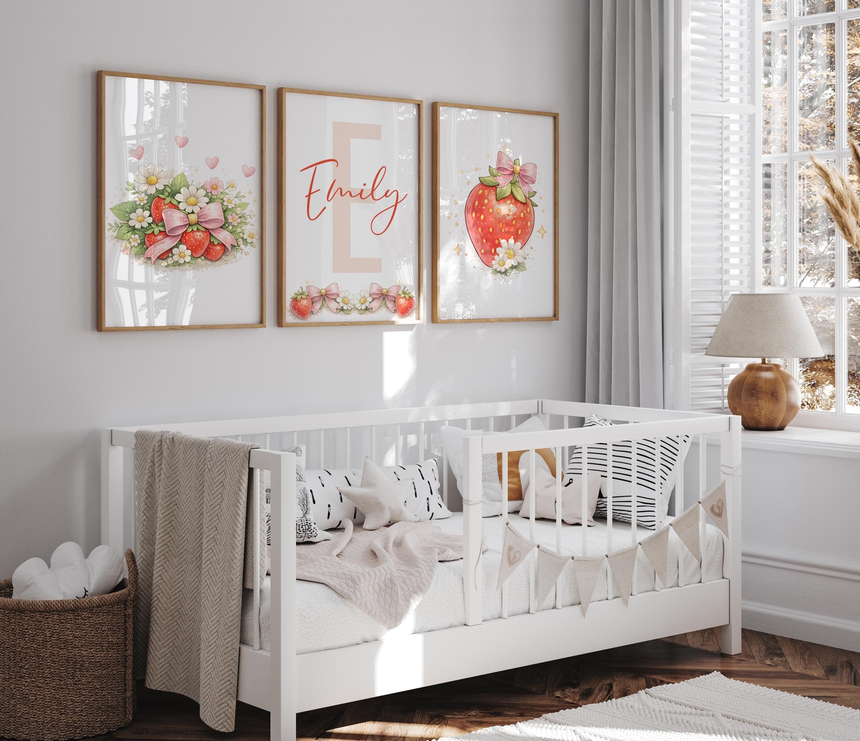 pink strawberry girl room decor