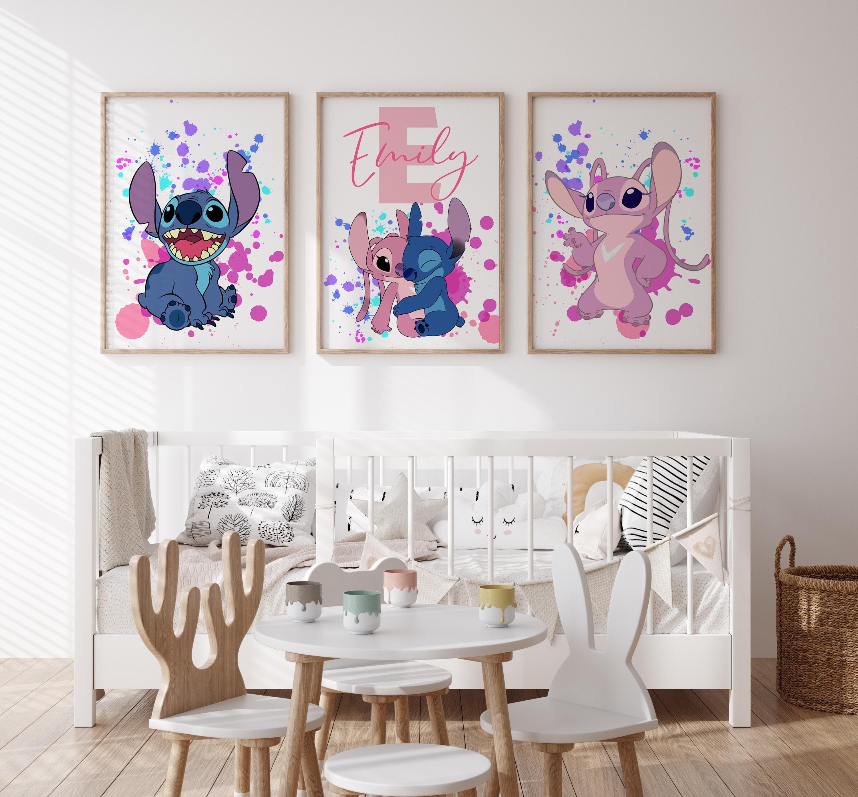 Custom name Lilo & Stitch wall decor set for girls room