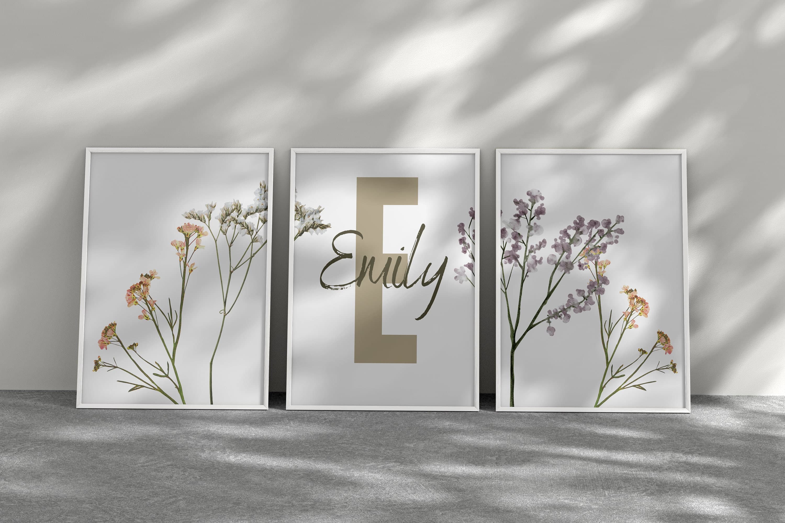 Personalized Wildflower Nursery Decor, Custom Name Floral Nursery Decor, Babygirl Bedroom Decoration, Name Sign Wildflower Nursery, Digital - image 3