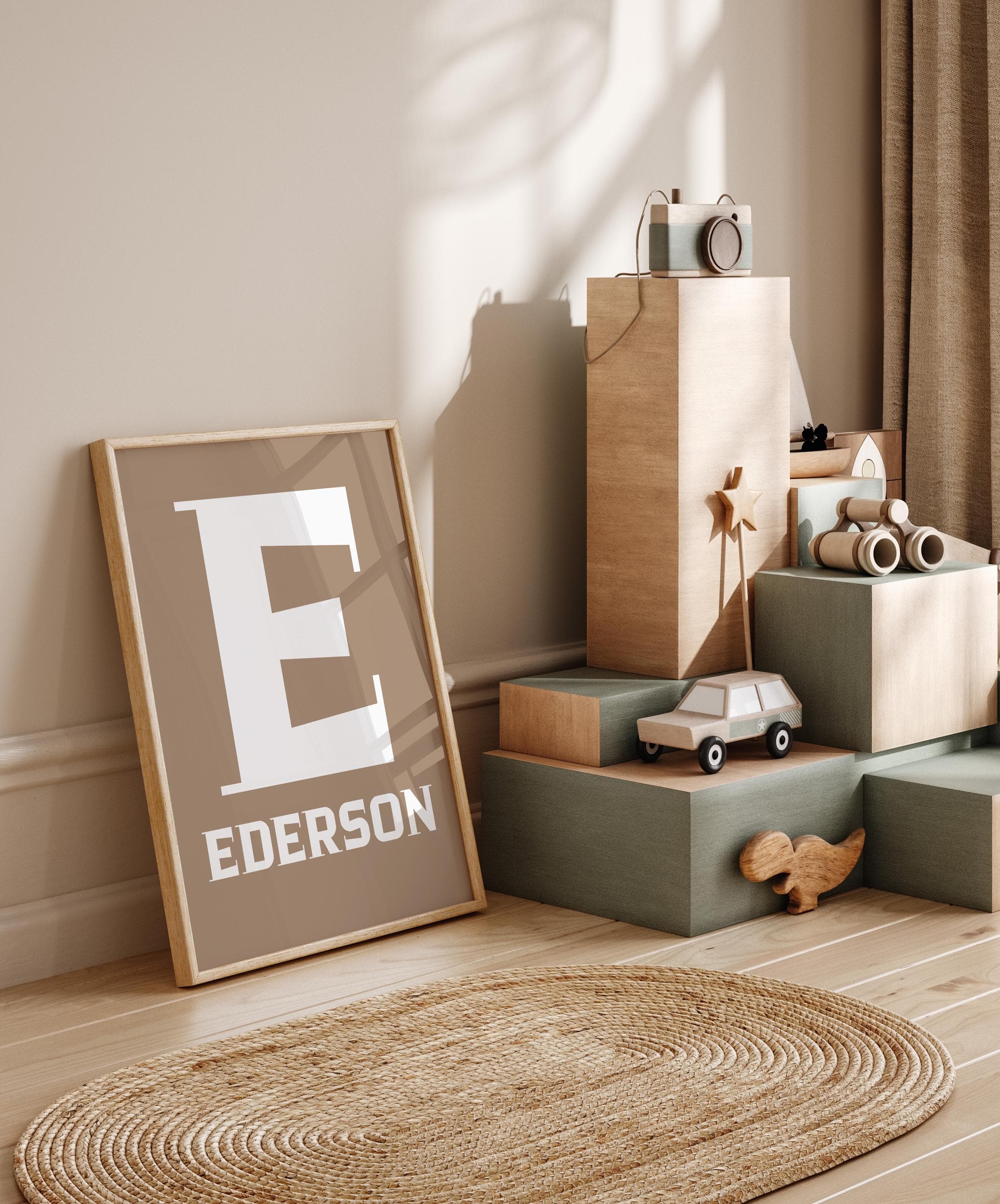 Giraffe and lion nursery prints with custom name and initial