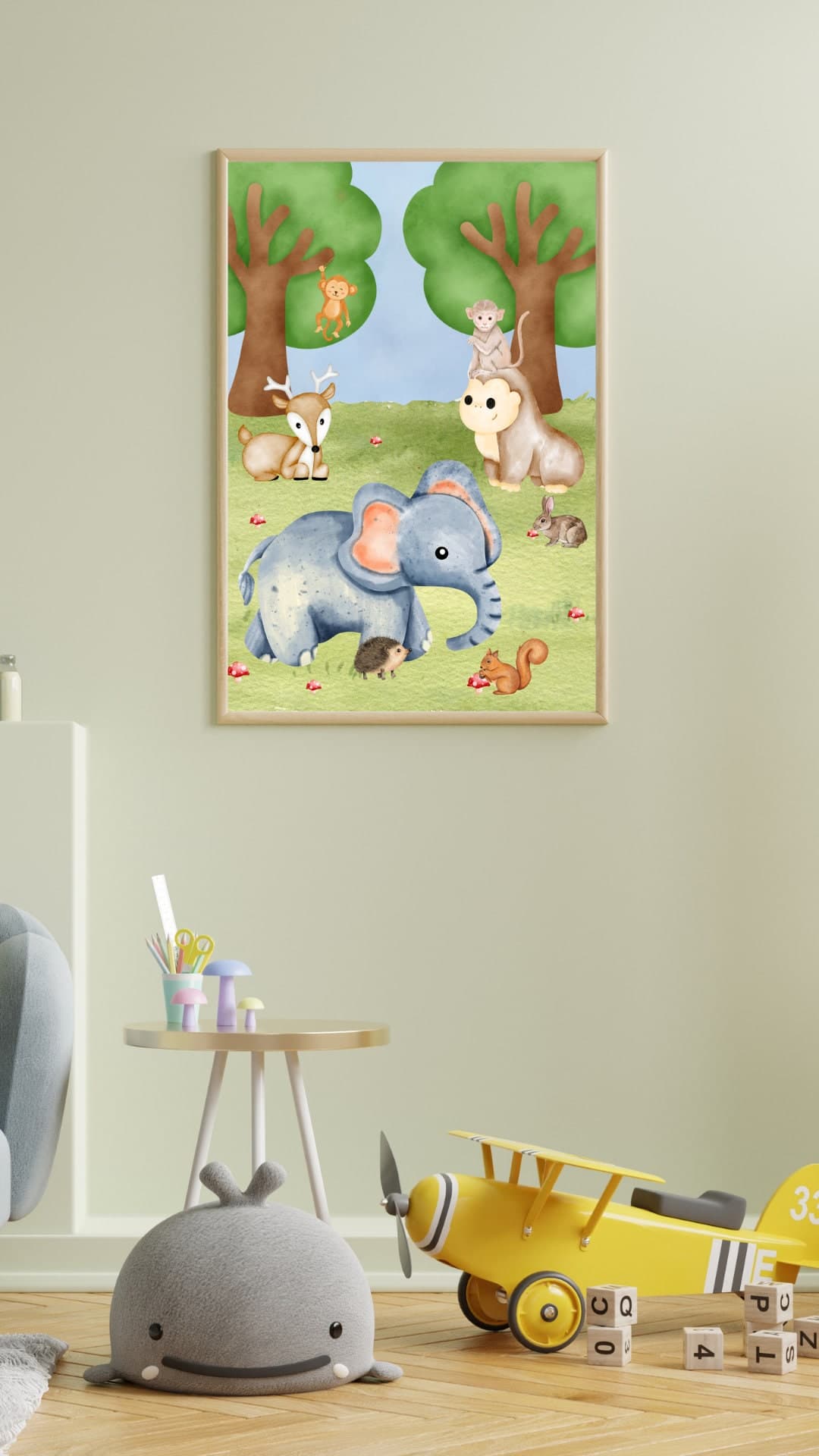 Set of 3 safari animal digital prints for boys nursery decor