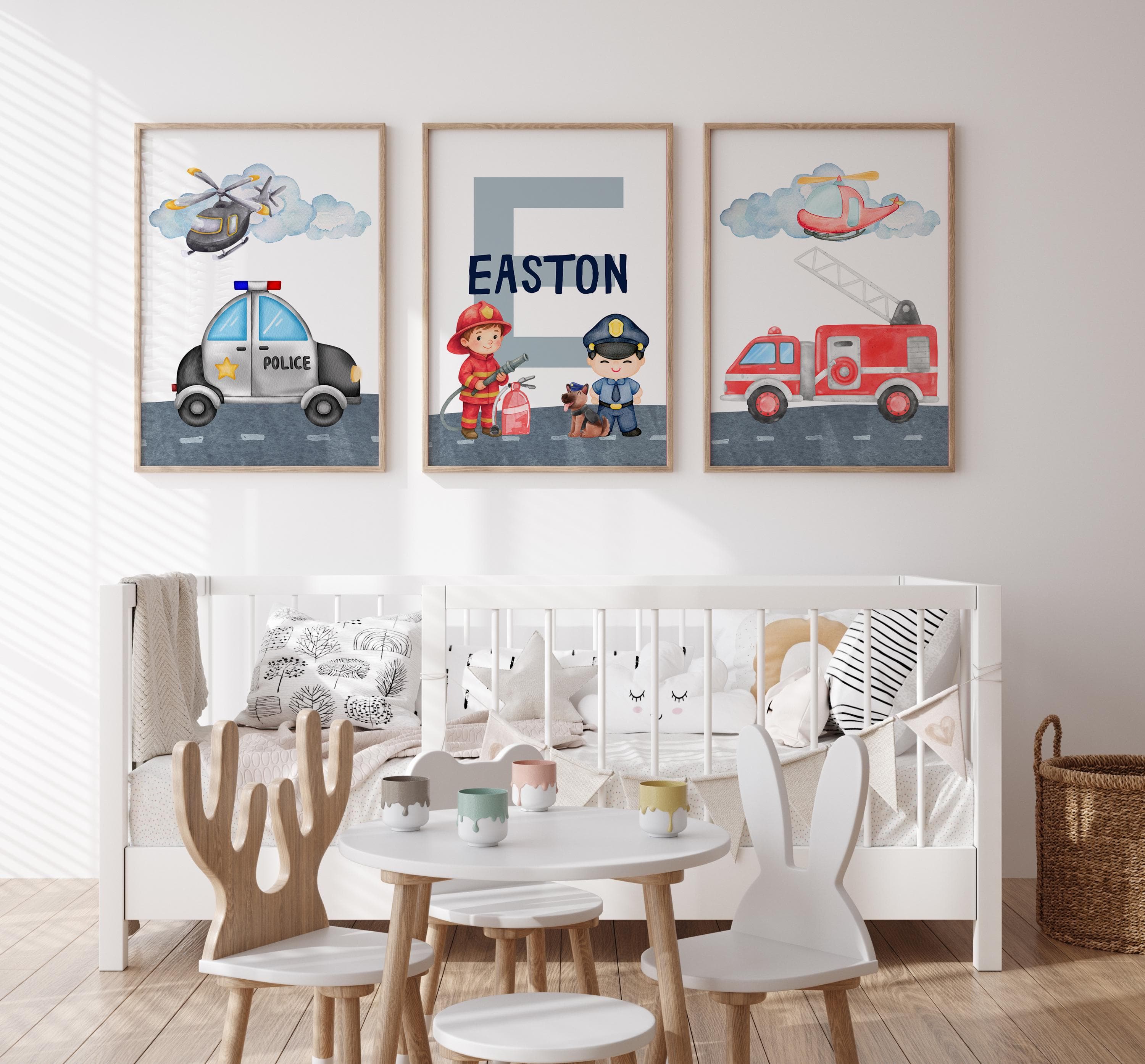 Emergency vehicle themed nursery decor digital download
