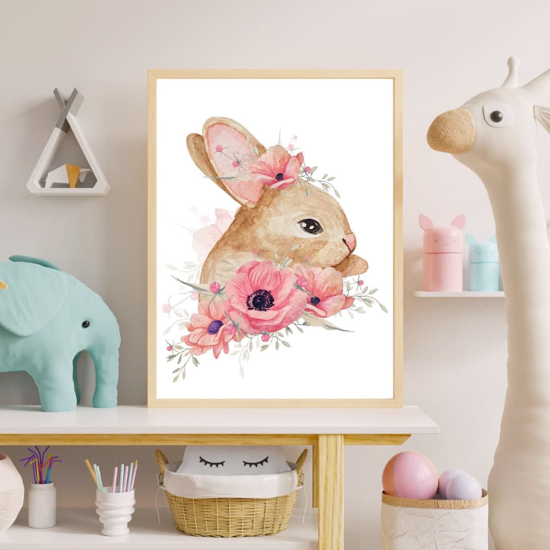 Personalized Blush Safari Animal Nursery Art / Set of 3 Safari Nursery Prints / Printable / Pink Flower Nursery Decor / Baby Girl Nursery - image 5