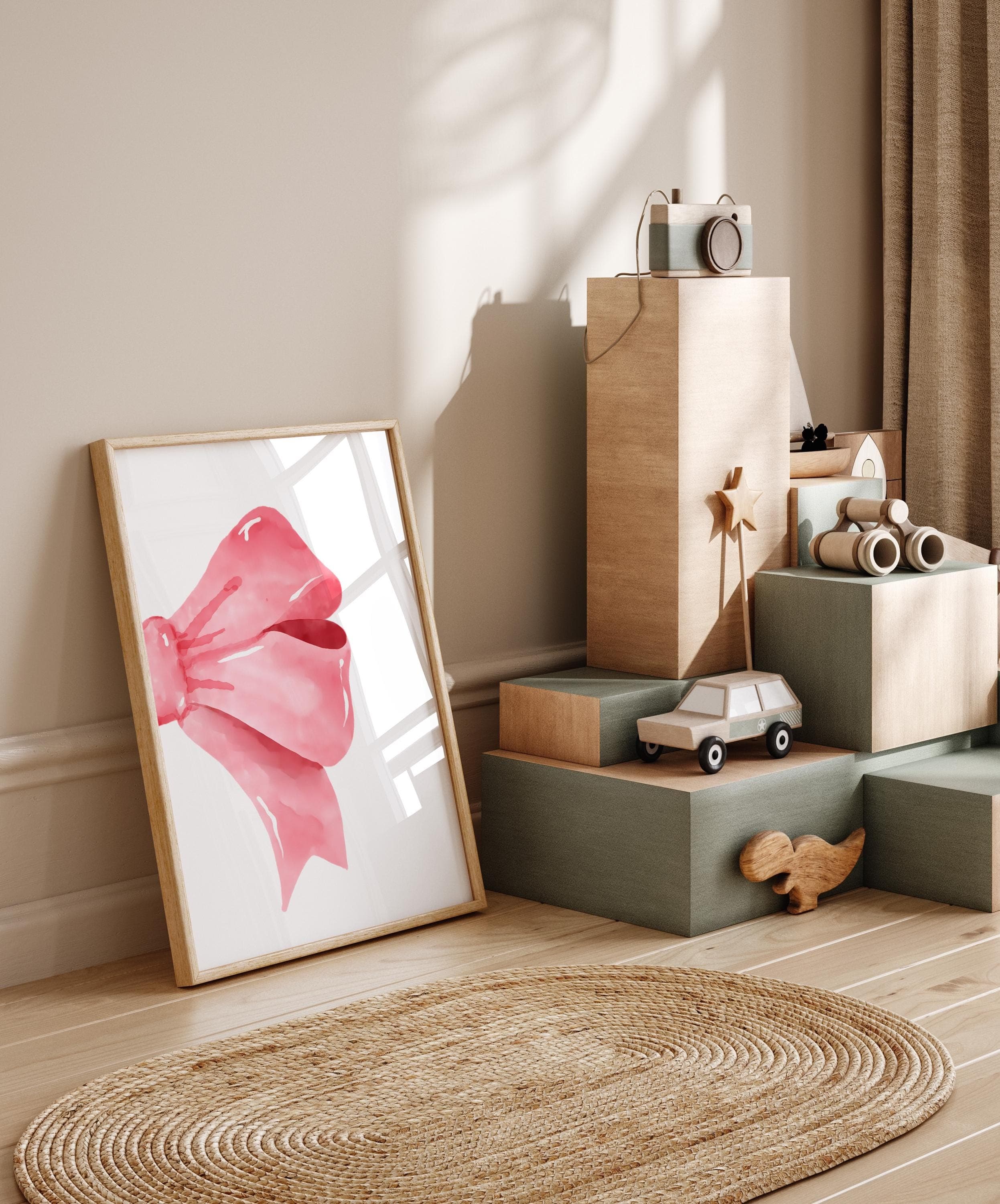 Nursery decor pink ribbon