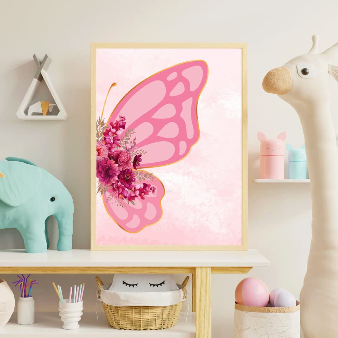 Personalized Butterfly Wall Art, Babygirl Bedroom Decoration, Name Sign Pink Nursery Decor, Pink Butterfly Wall Art, Pink Butterfly Digital - image 5