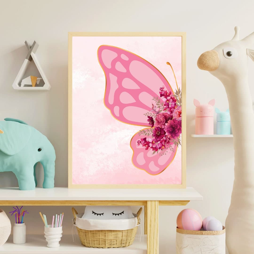 Personalized Butterfly Wall Art, Babygirl Bedroom Decoration, Name Sign Pink Nursery Decor, Pink Butterfly Wall Art, Pink Butterfly Digital - image 4