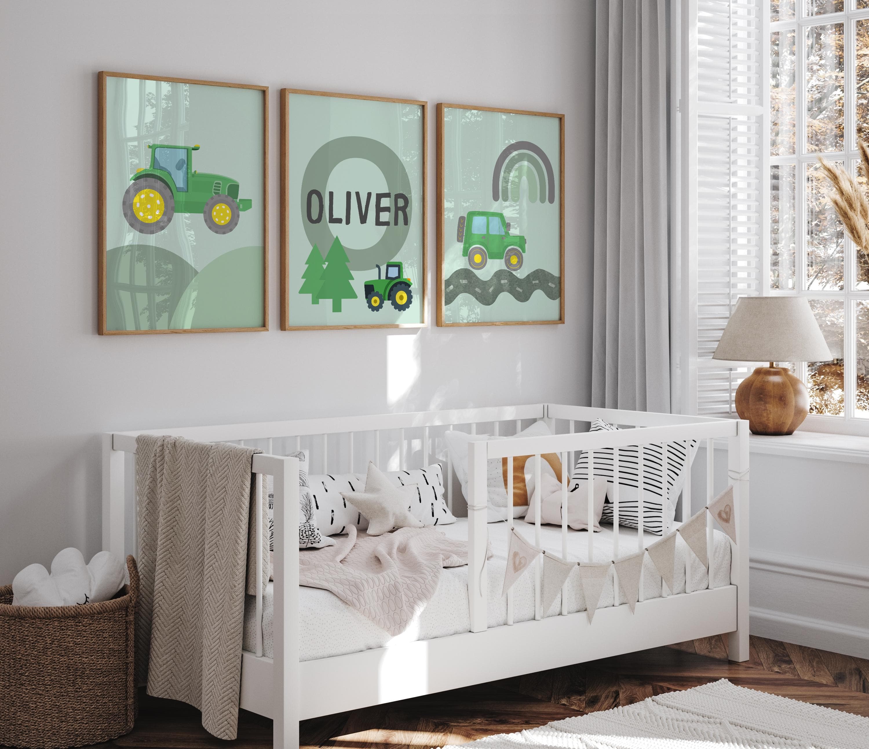 Custom name truck nursery print set