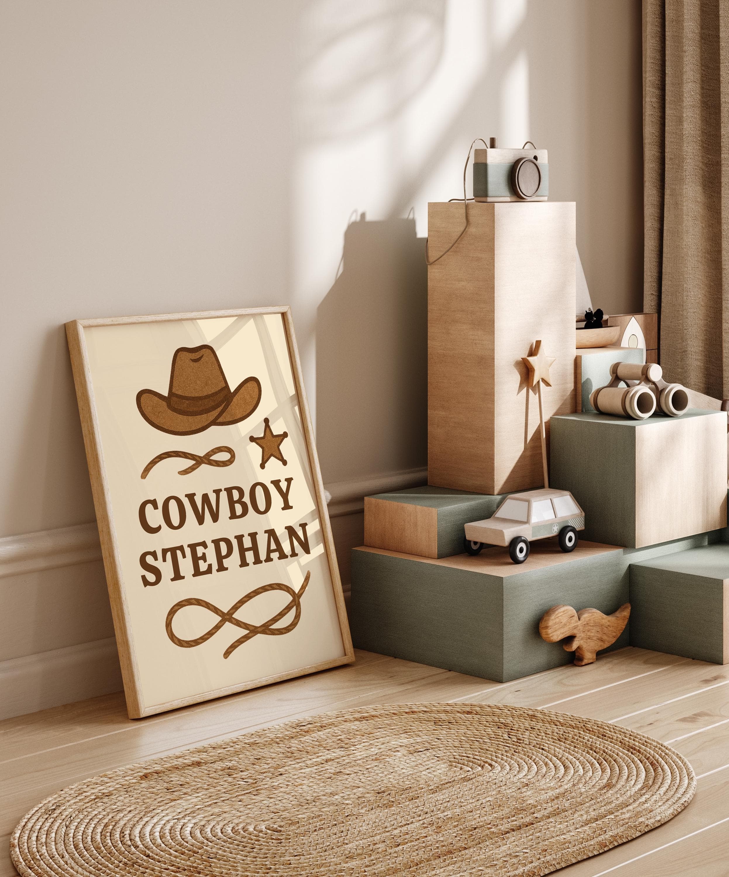 Editable cowboy wall decor for boy nursery