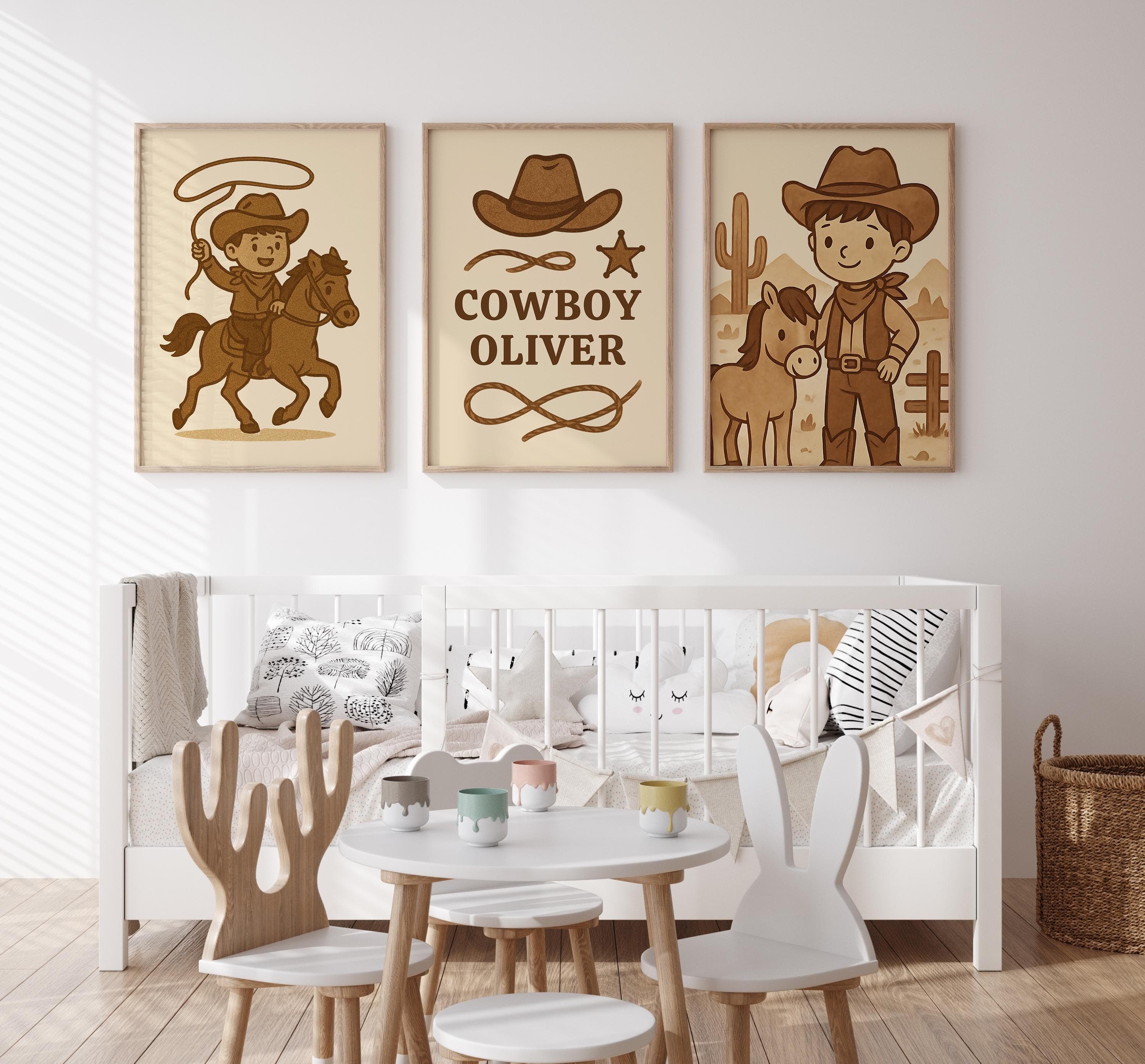 Western kids room 3 piece printable wall art