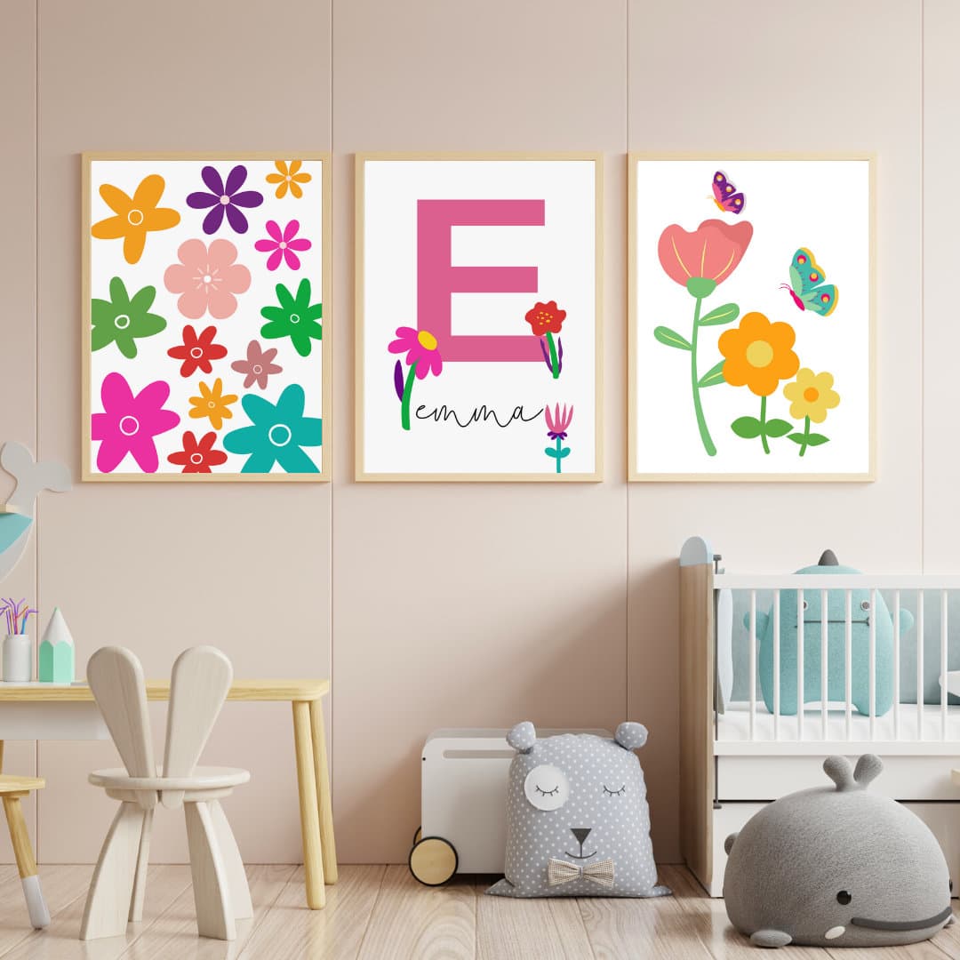 Floral Babygirl Bedroom Digital Print, Floral Custom Name Wall Art, Personalized Babygirl Nursery, Name Sign Flower Nursery Decor, Digital - image 3