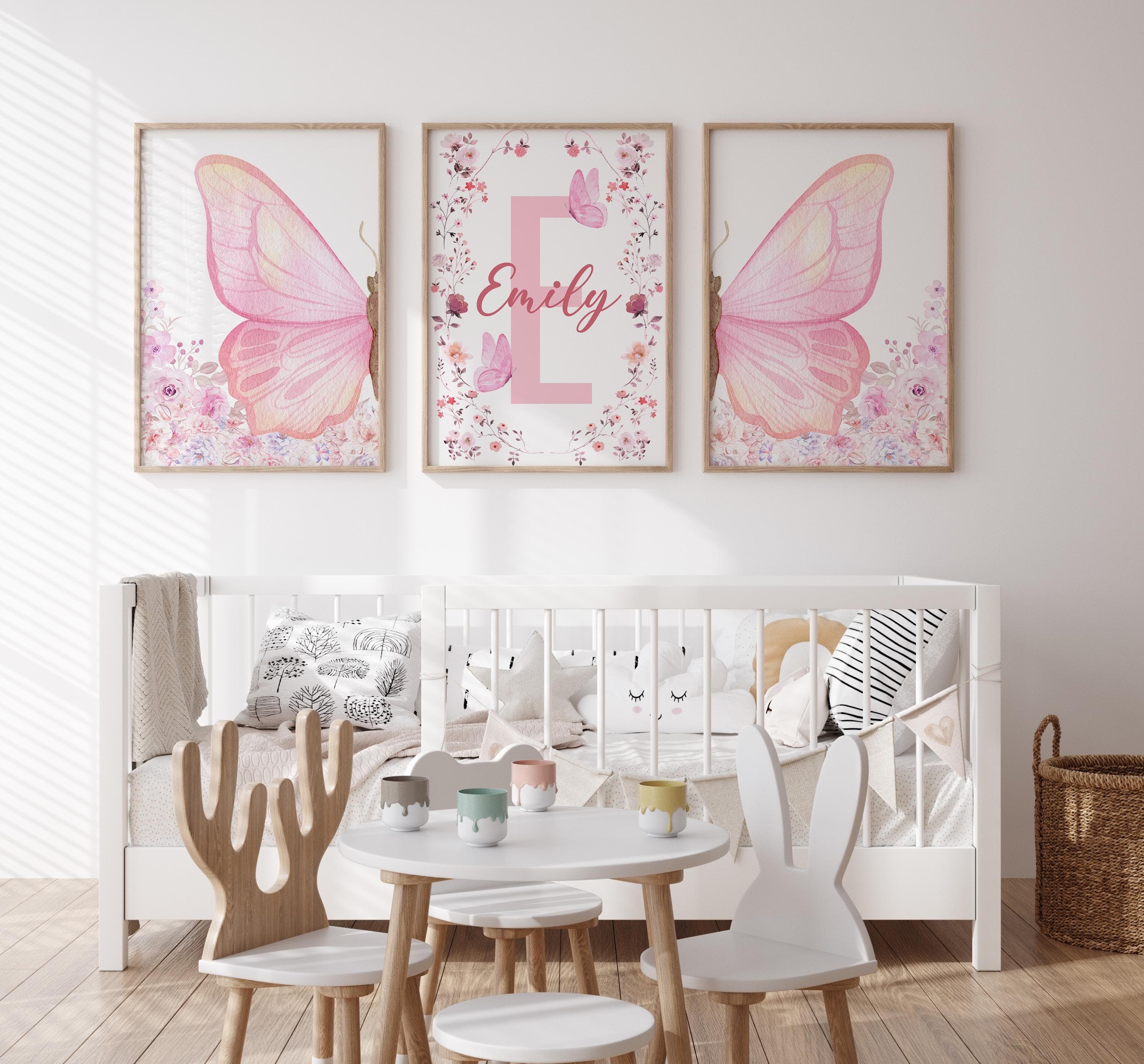 Custom name butterfly print set