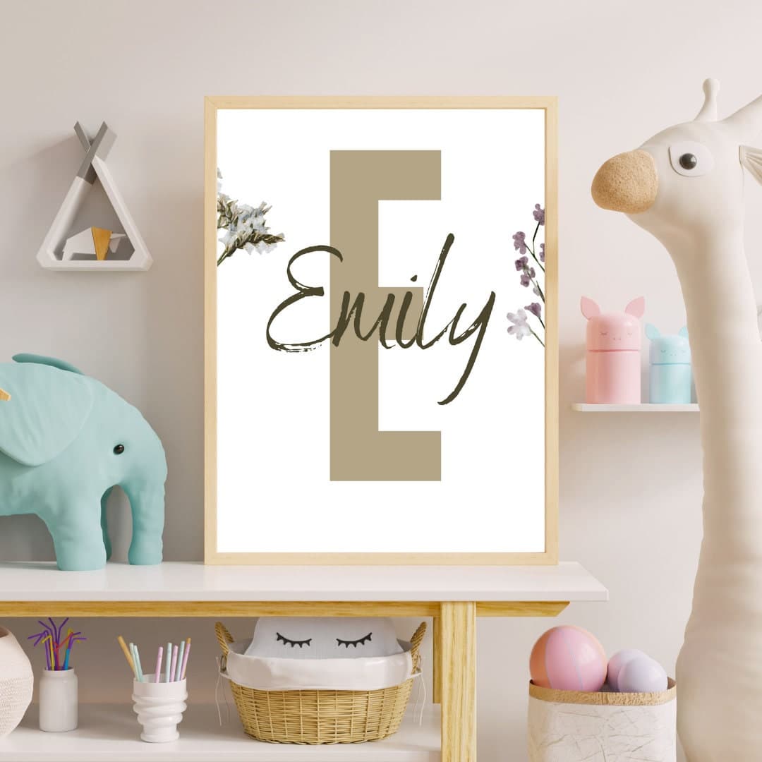 Personalized Wildflower Nursery Decor, Custom Name Floral Nursery Decor, Babygirl Bedroom Decoration, Name Sign Wildflower Nursery, Digital - image 5
