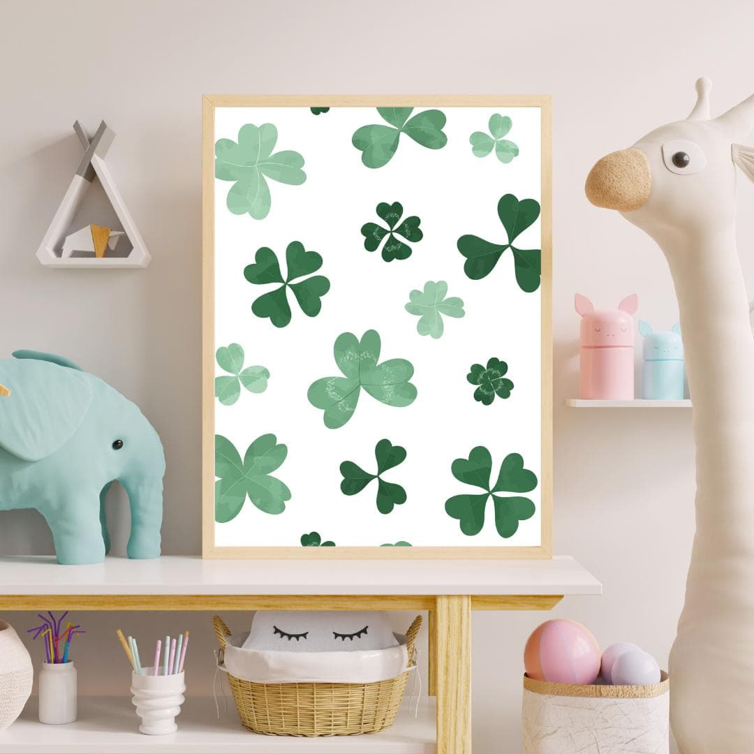 Personalized 4-Leaf Clover Nursery Wall Art – Green Clover Themed 3-Piece Set – Custom Name Print – Kids Room Décor – Digital Download - image 5