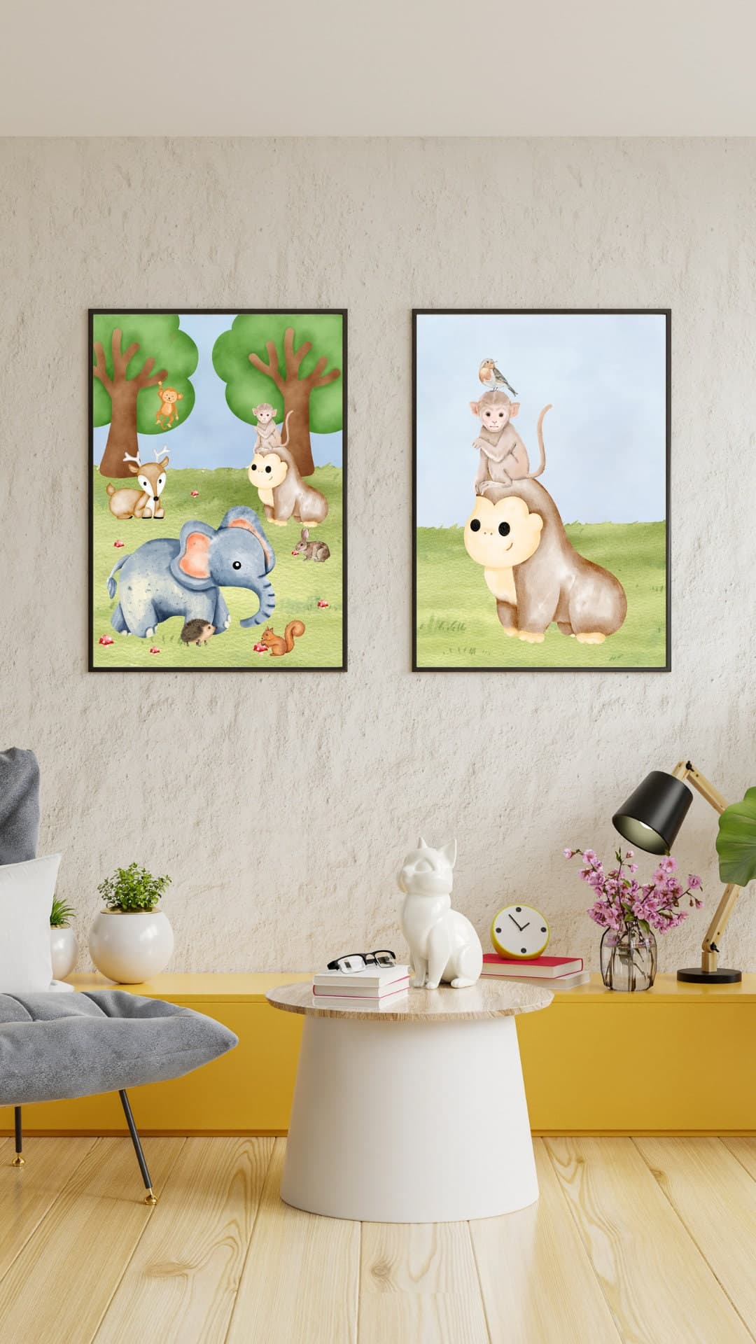 Watercolor Animals Digital Print, Safari Animal Nursery, Safari Animal Digital, Babyroom Poster, Animals Nursery Poster,Watercolor Nursery - image 3
