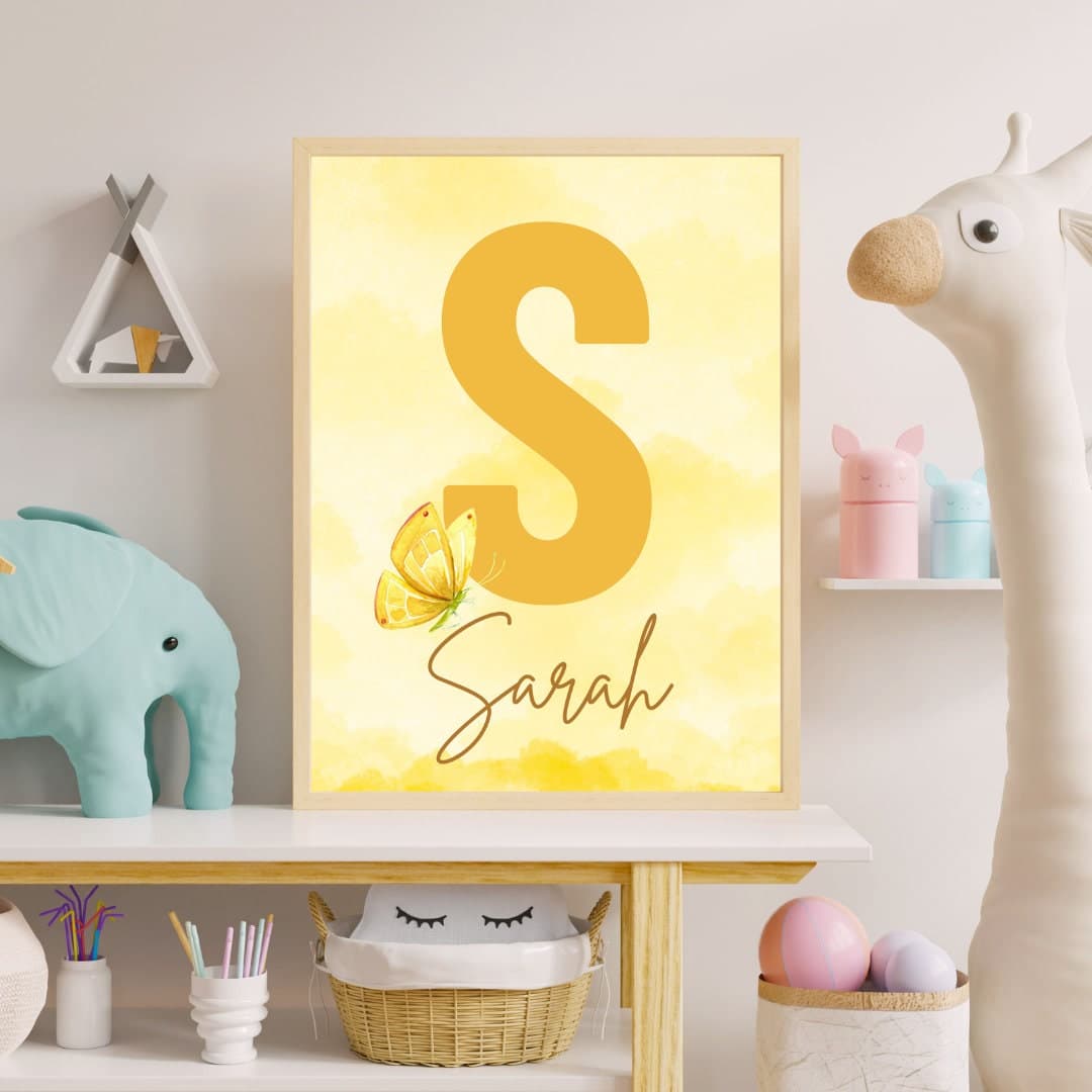 Personalized Sunflower Nursery Digital , Children's Room Decor Set - Watercolor Yellow Background and Sunflower Theme - Custom Name Design - image 5