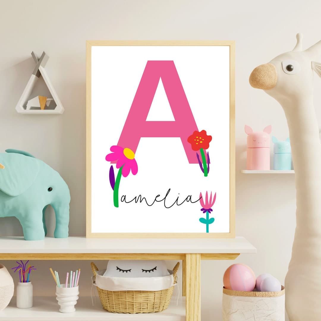 Floral Babygirl Bedroom Digital Print, Floral Custom Name Wall Art, Personalized Babygirl Nursery, Name Sign Flower Nursery Decor, Digital - image 5