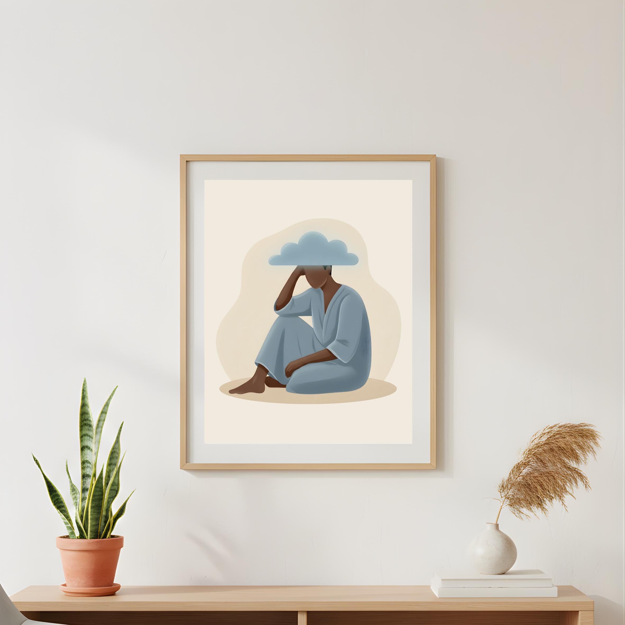 Therapy inspired Black wellness artwork
Reflective mood illustration printable decor