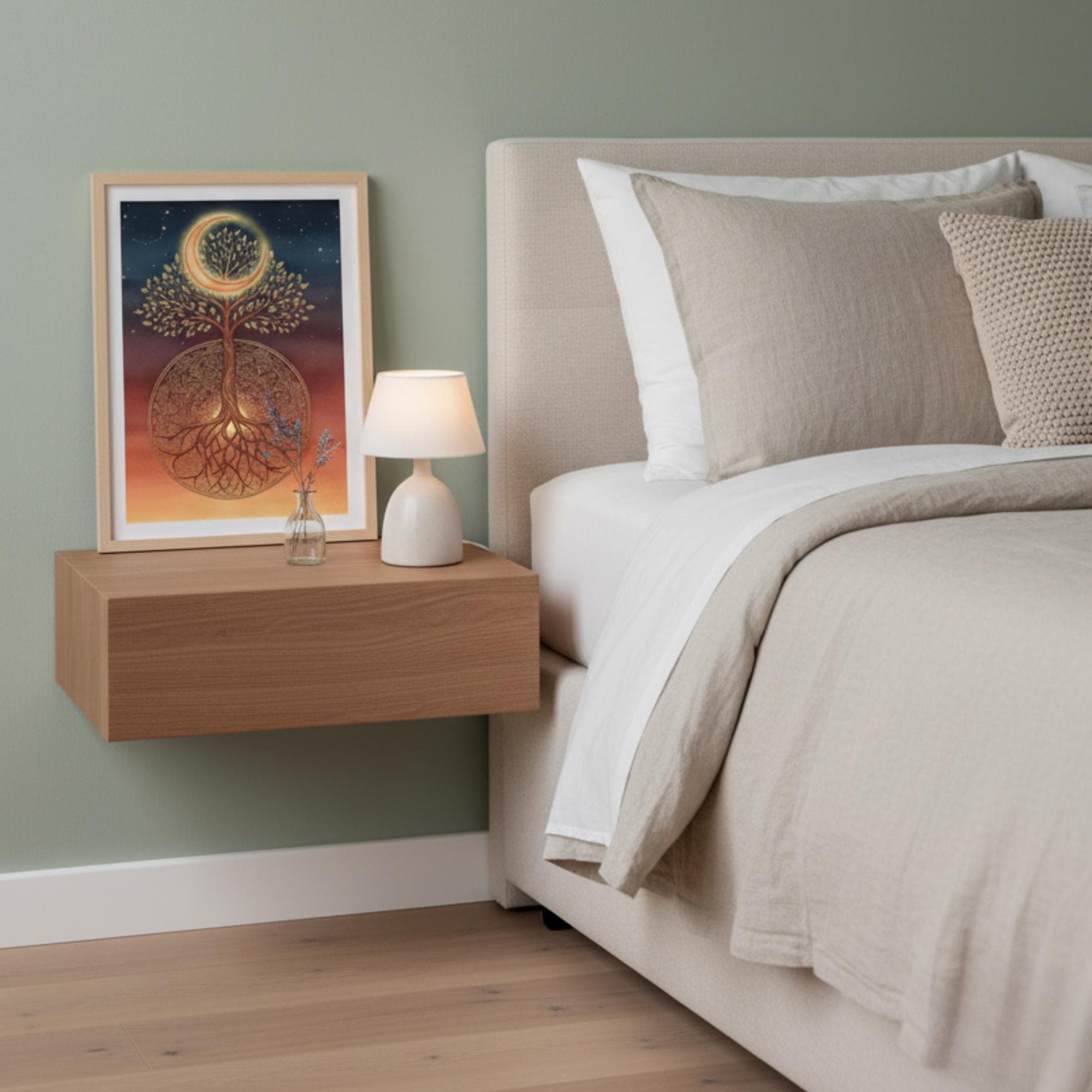 Moon and mandala roots spiritual printable artwork.
Elegant fine-art heritage and cosmic wall print.