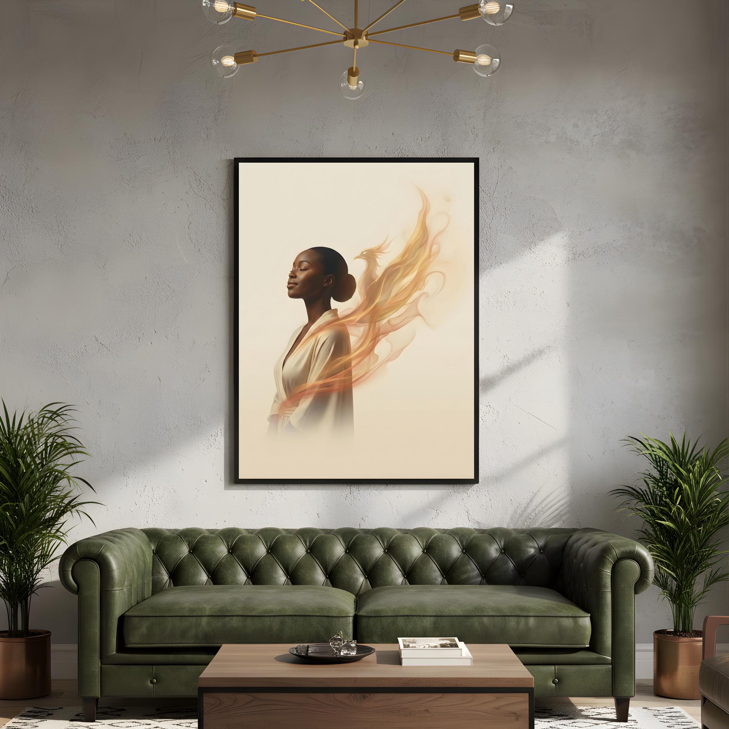 resilience themed wall art
phoenix wings woman portrait