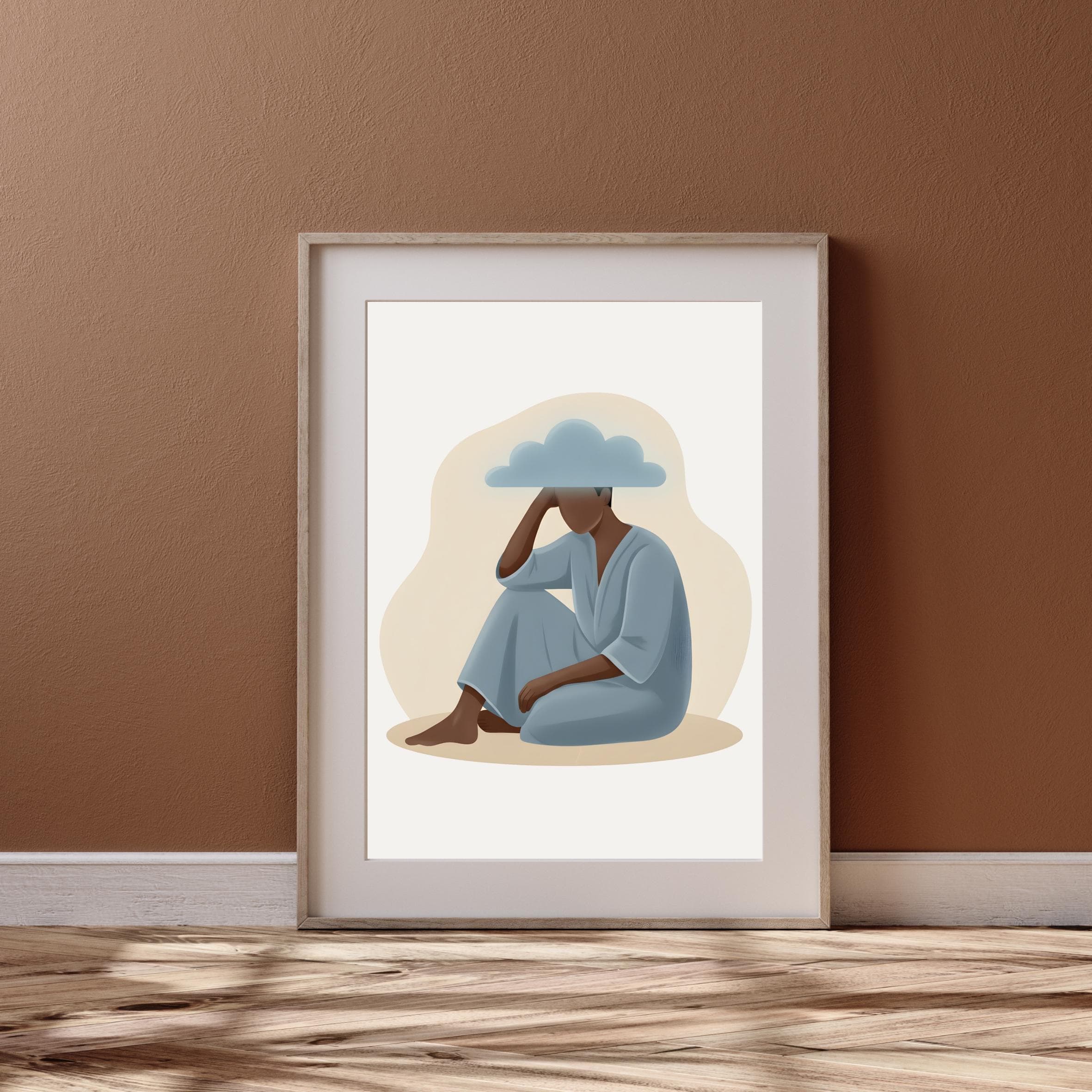 Afro Mental Health Art Print Emotional Wellness Illustration (Digital Download)