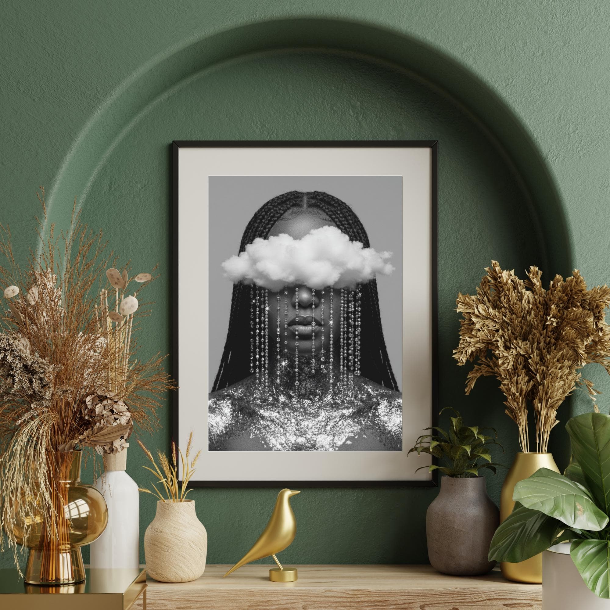 Mental Health Black Woman Portrait, Afro Glitter Art Print, Therapy Room Decor, Instant Download - image 5