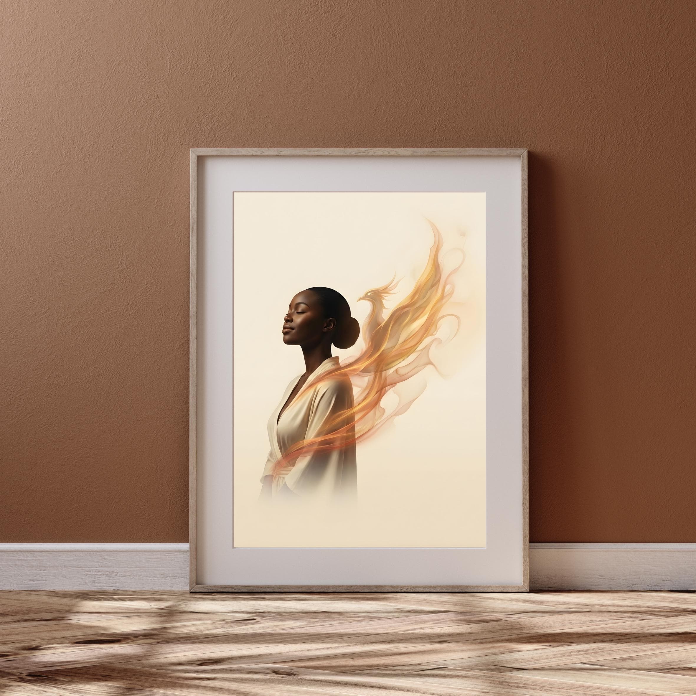 Phoenix Woman Wall Art, Black Woman Rebirth Print, Strength Empowerment Decor, Mother's Day Gift for Her, Rising Phoenix Digital Download