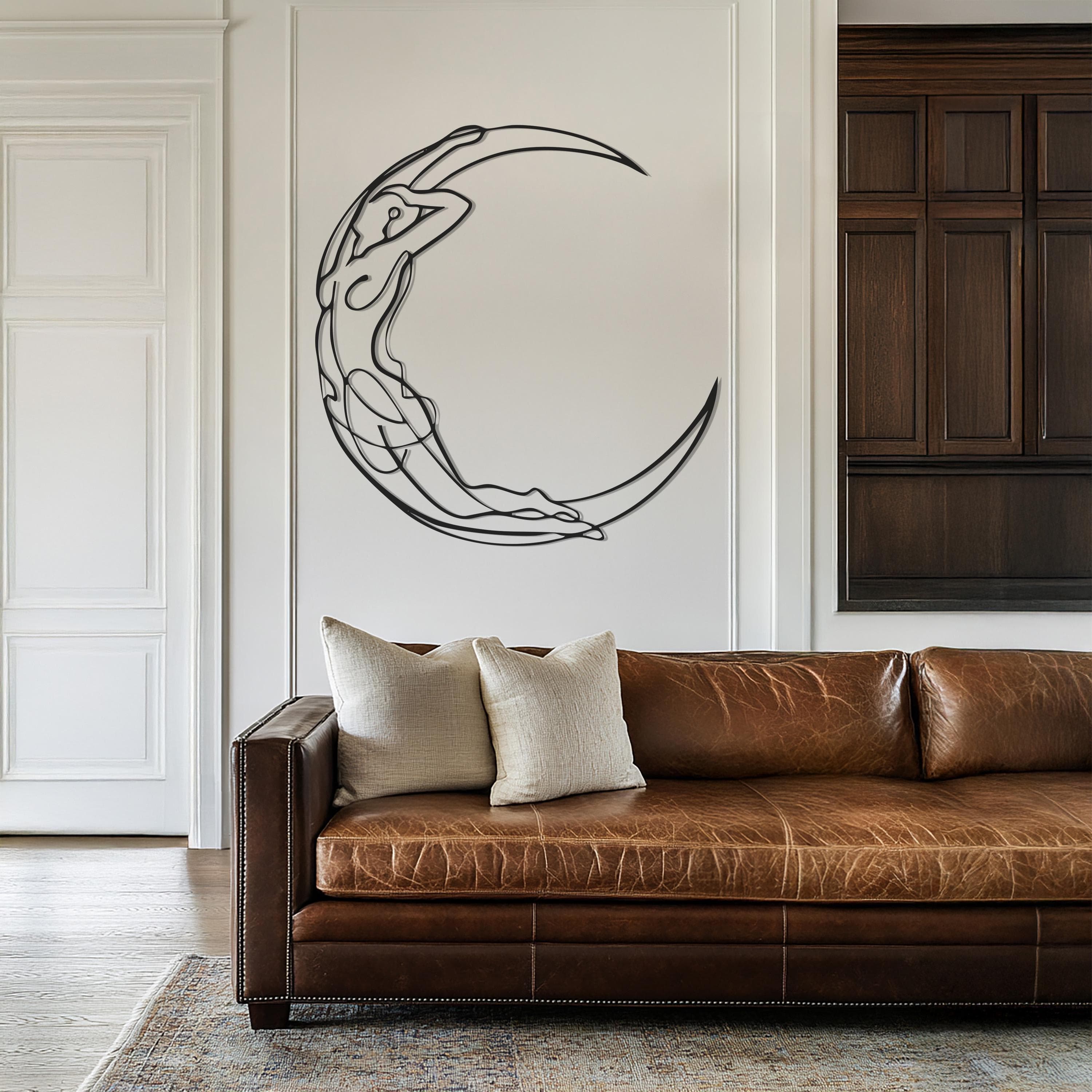 Moon Woman Metal Wall Art, Celestial Goddess Line Art, Crescent Moon Home Decor, Feminine Silhouette Sculpture, Wall Hangings, Gift For Her - image 3