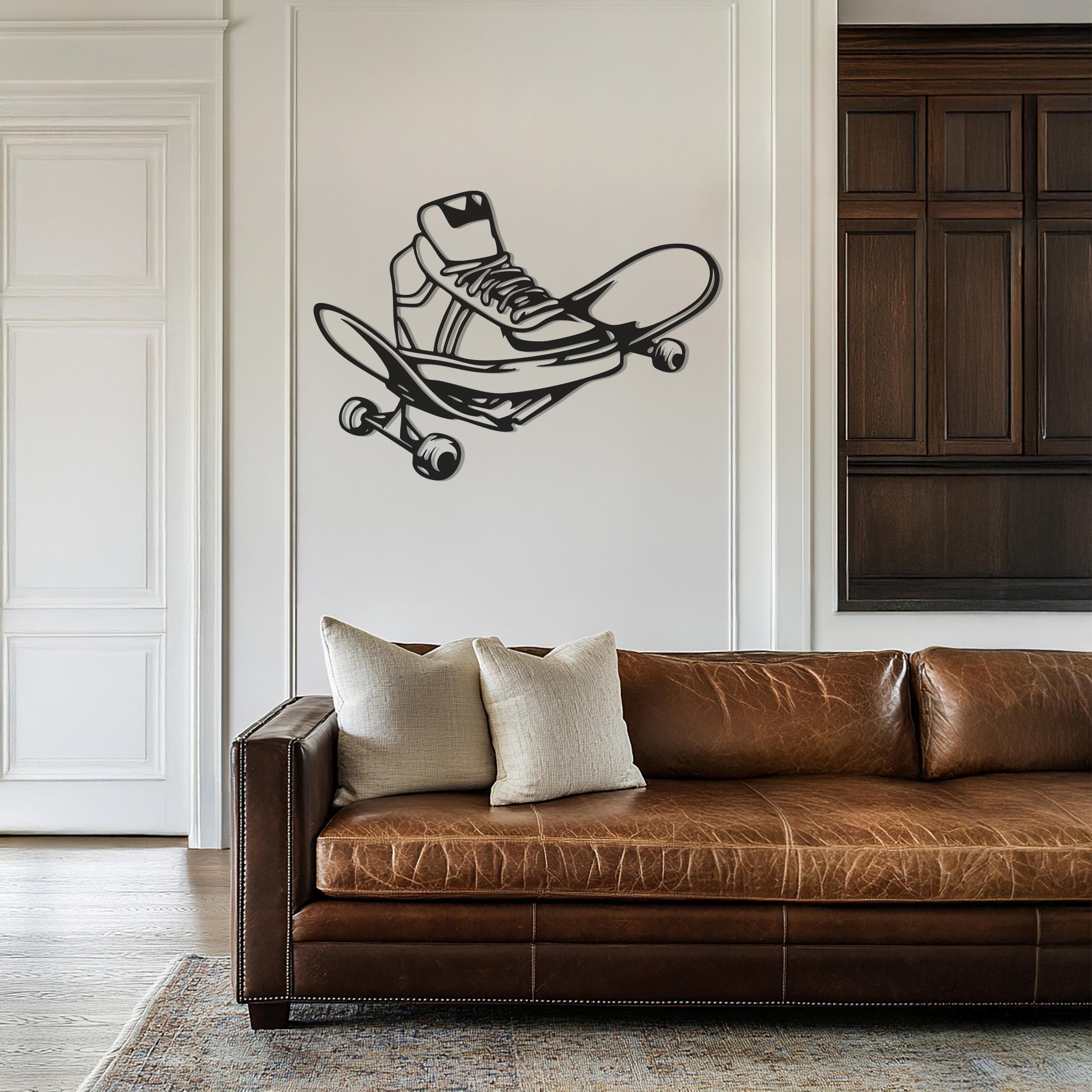 Skateboard Metal Wall Art Decor, Skater Room Wall Hanging, Modern Skateboarder Metal Sign, Teen Room Wall Accent, Cool Gift For Boys - image 3