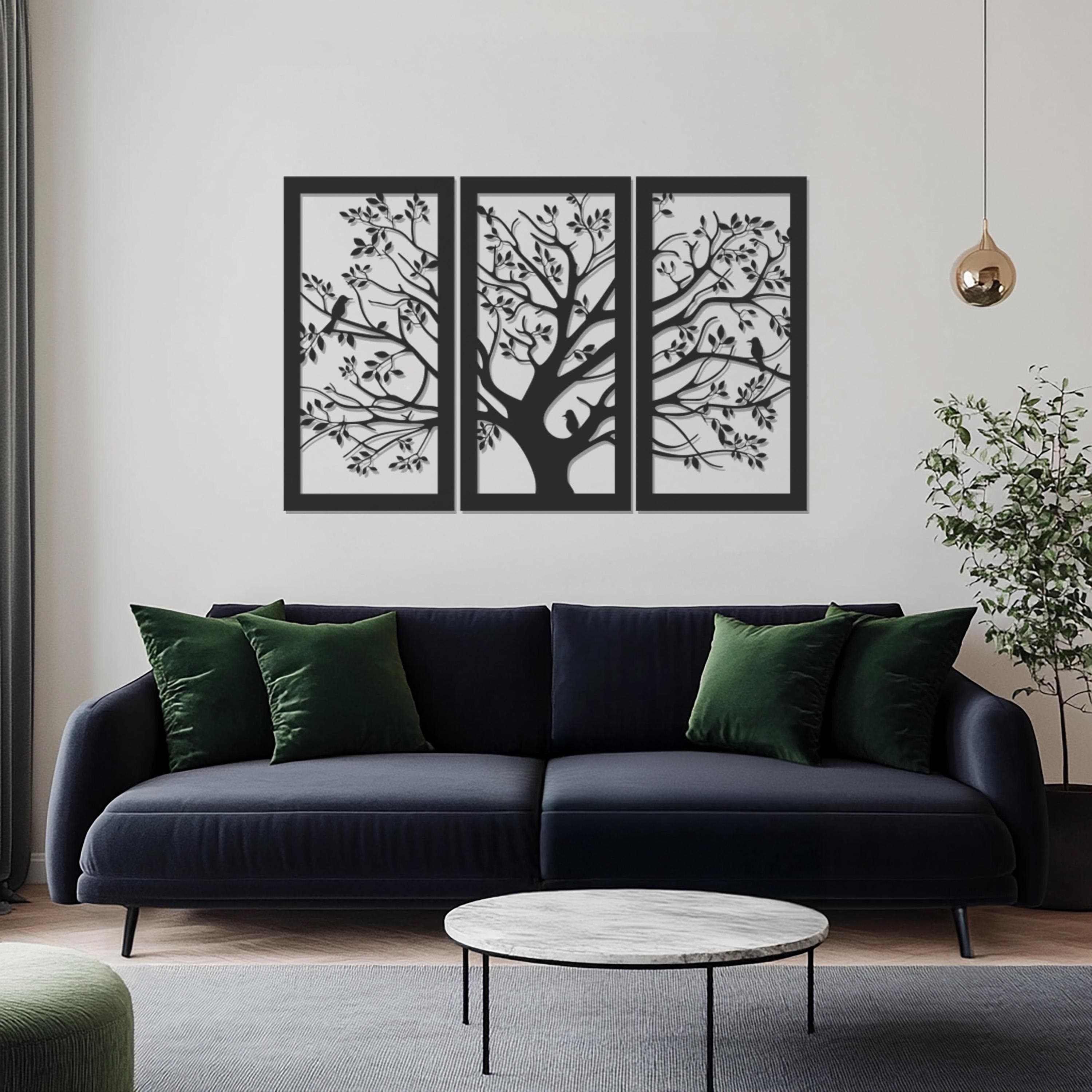 Set of 3 Metal Tree Wall Art, Nature-Inspired Botanical Decor, Minimalist Forest Wall Hanging, Modern Floral Home Decor, Metal Wall Art